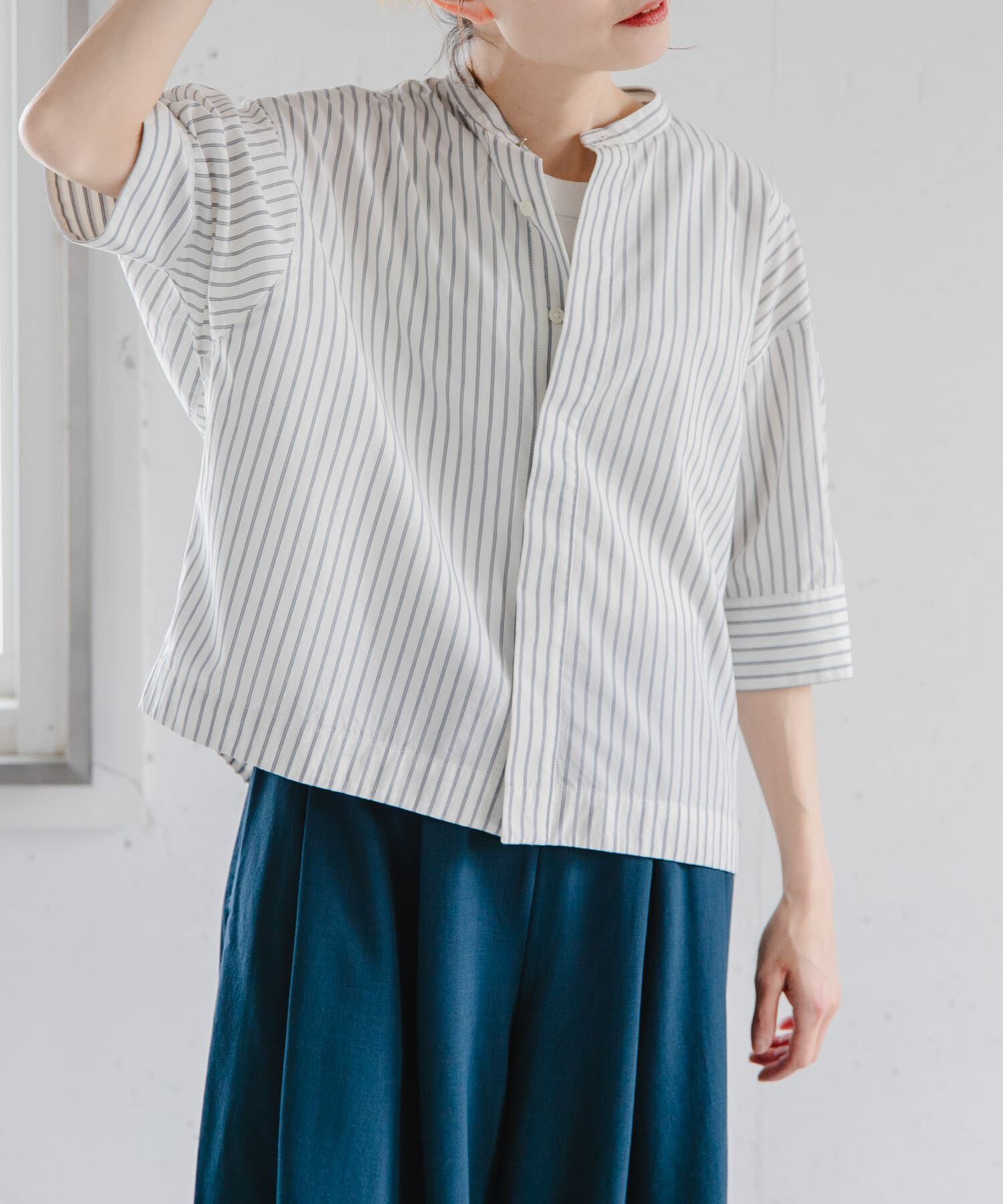 URBAN RESEARCH DOORS「『一部WEB限定カラー』FORK&SPOON　ギボシコクーンショートスリーブシャツ」|シャツ・ブラウス|ホワイト系その他
