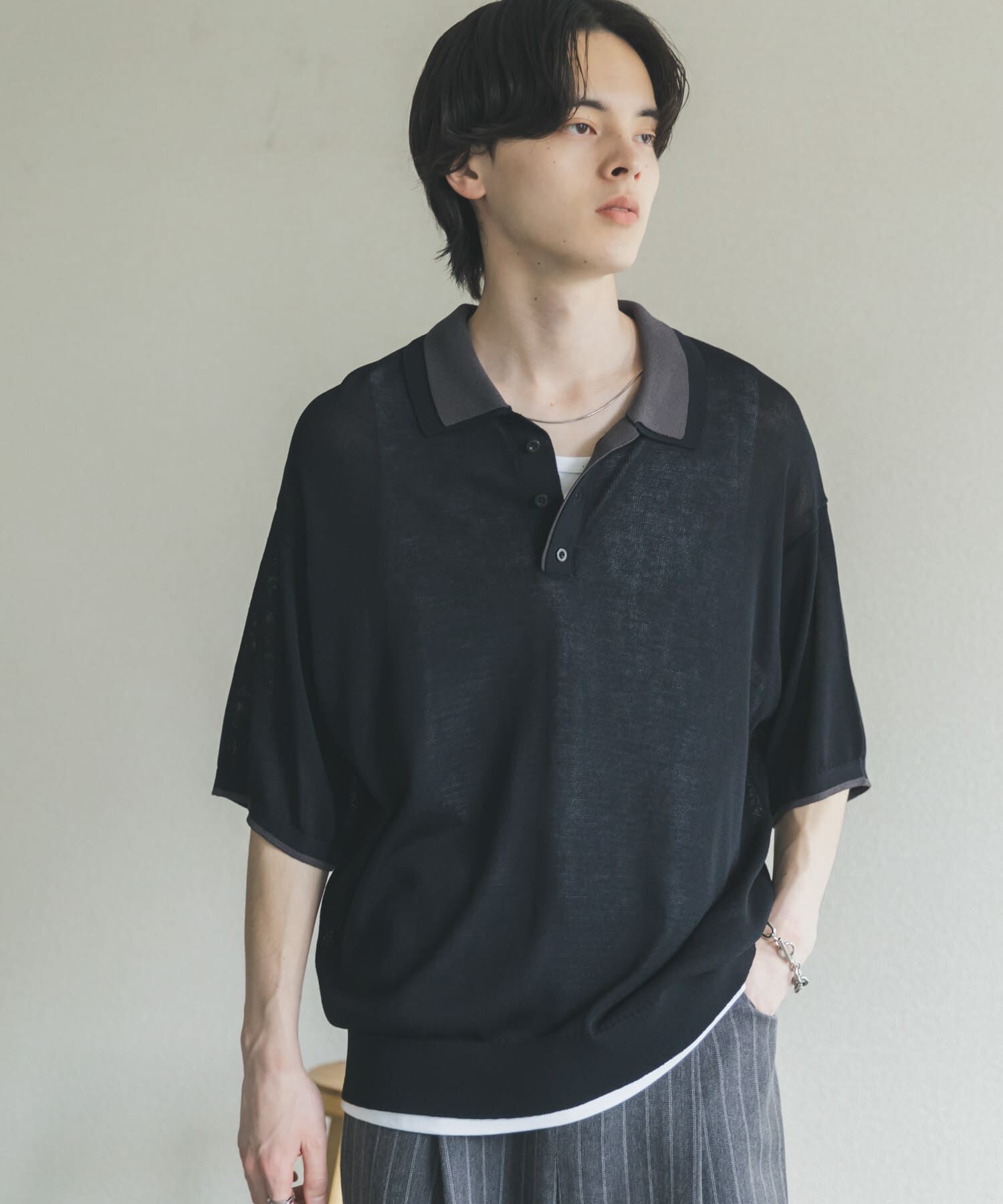 SENSE OF PLACE by URBAN RESEARCH「フェイクレイヤードニットポロシャツ」|ニット・セーター|