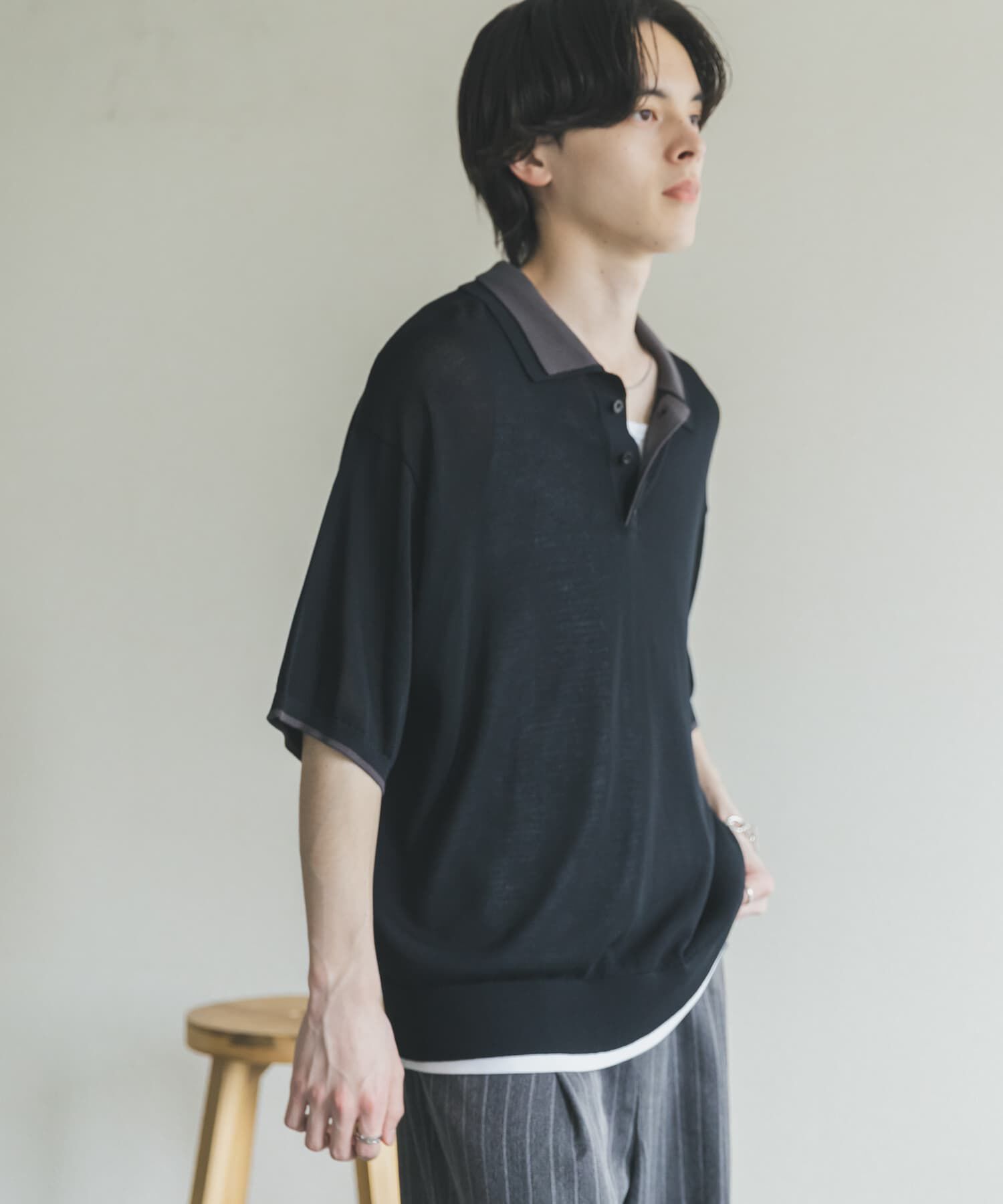 SENSE OF PLACE by URBAN RESEARCH「フェイクレイヤードニットポロシャツ」|ニット・セーター|