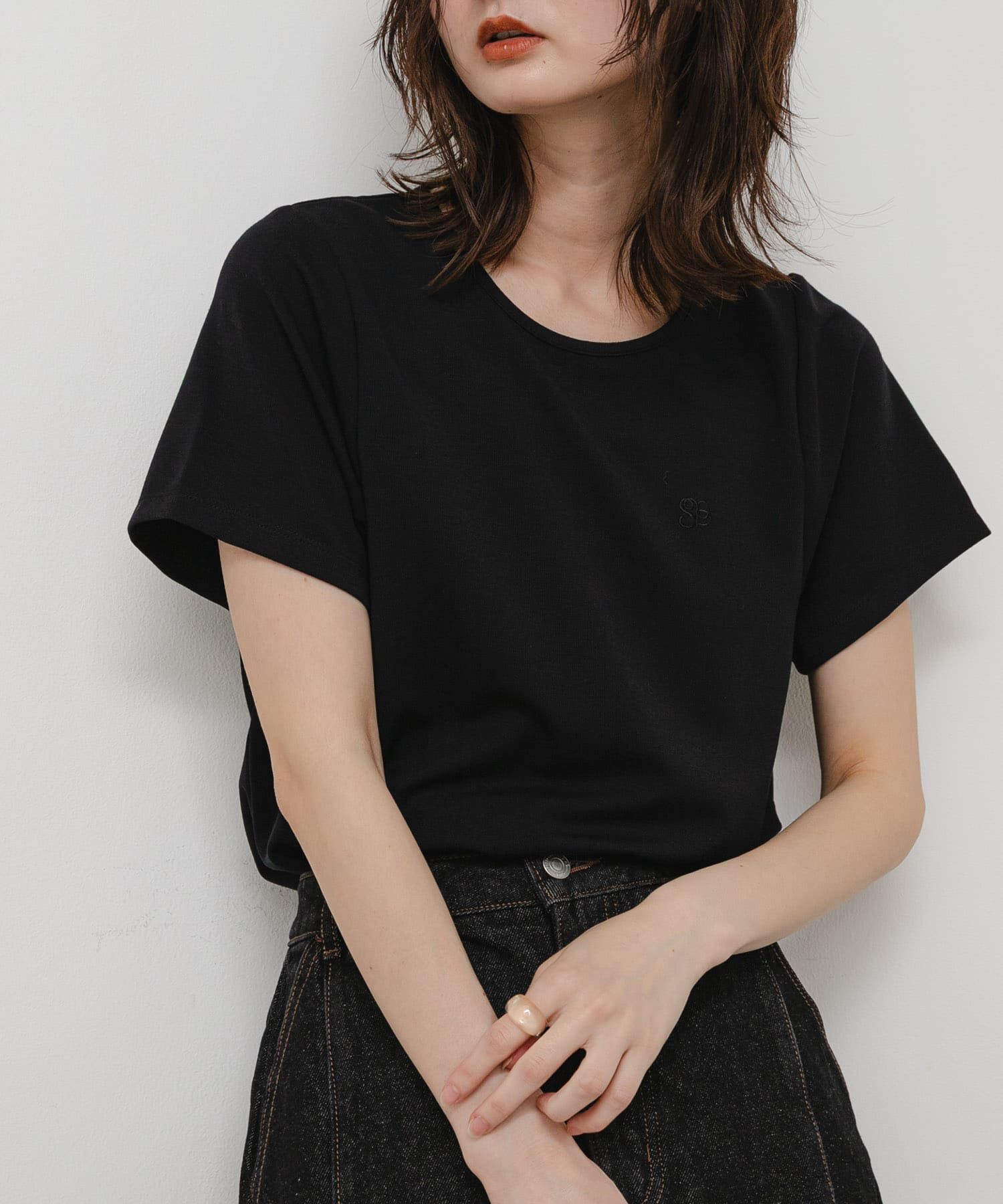 SENSE OF PLACE by URBAN RESEARCH「汗ジミ防止コクーンスリーブクルーネックTシャツ」|Tシャツ・カットソー|ブラック
