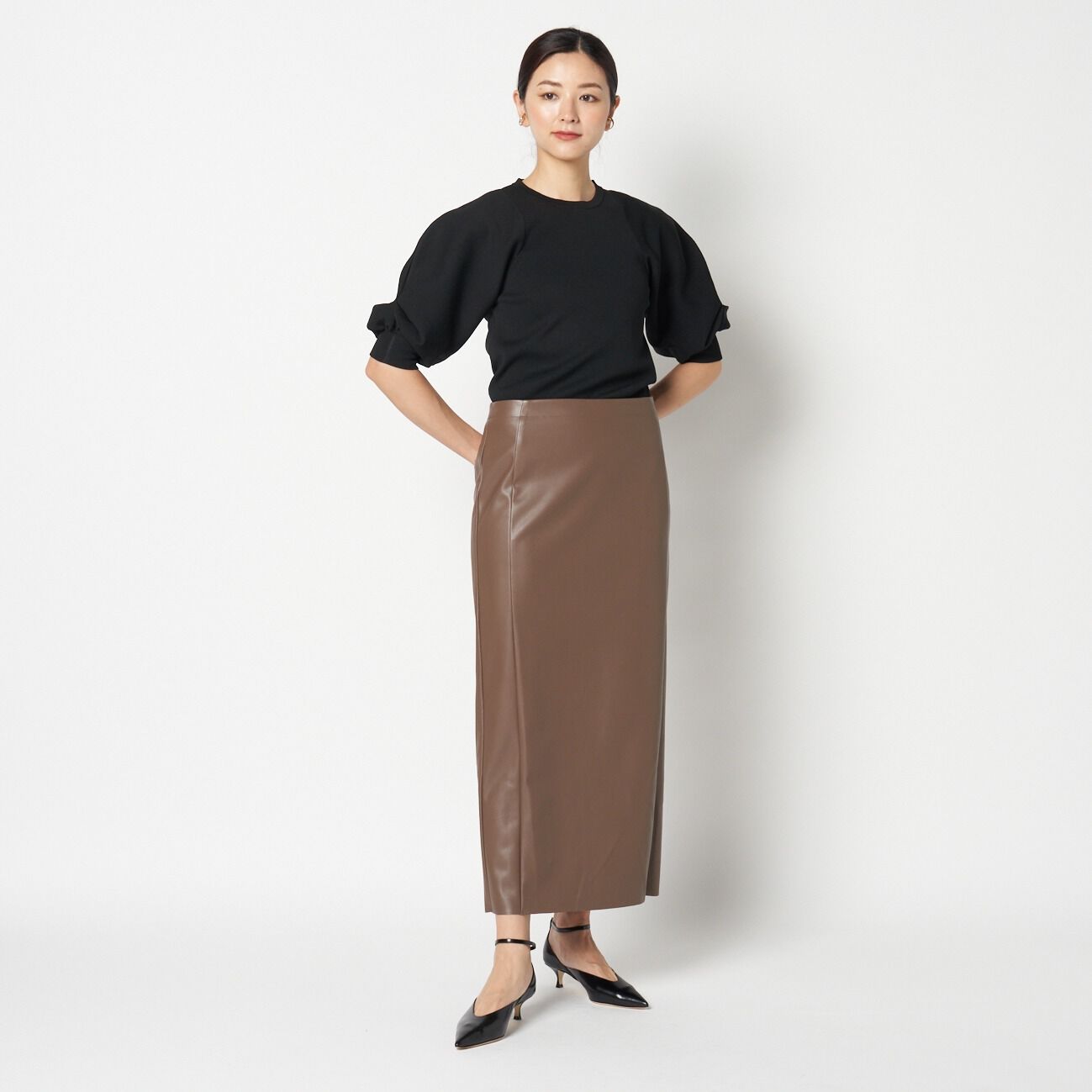 HELIOPOLE「HELIOPOLE SYNTHETIC MATERIAL I LINE SKIRT」|スカート|