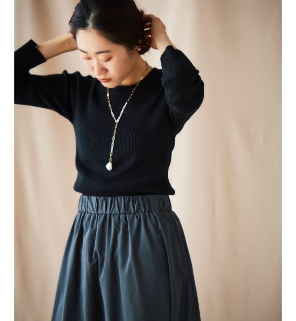 le.coeur blanc「リブニット&times;タフタドッキングワンピース」|ワンピース|