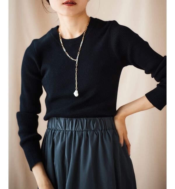 le.coeur blanc「リブニット&times;タフタドッキングワンピース」|ワンピース|