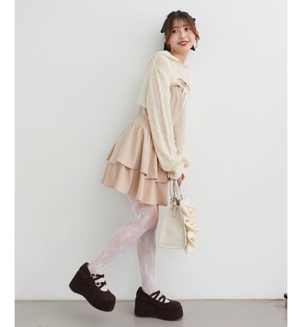  「&infin;フードボレロ&times;ミニキャミワンピセット」|ワンピース|