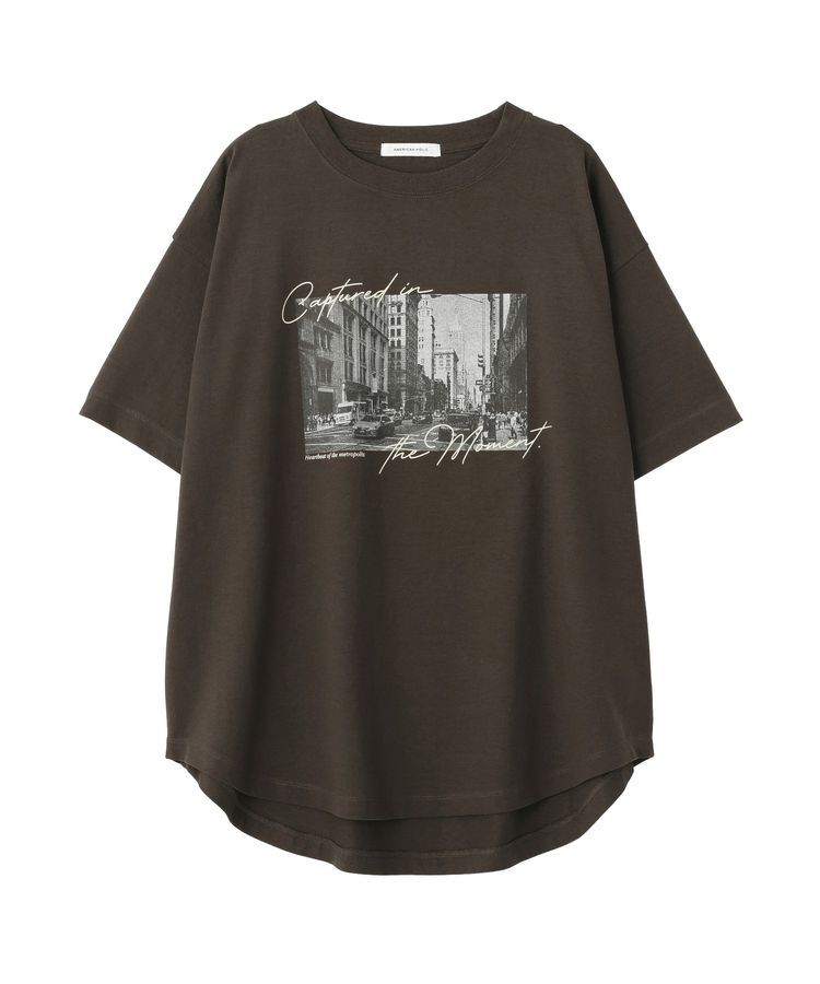 AMERICAN HOLIC「アソートプリント裾ラウンドTシャツ」|Tシャツ・カットソー|Charcoal Gray