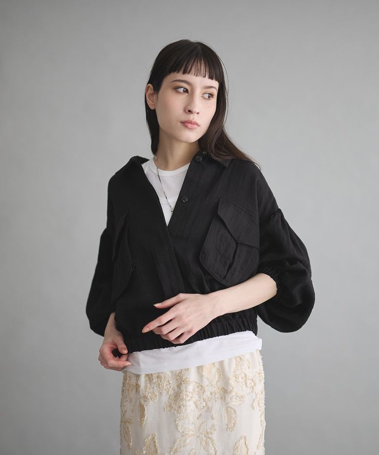 GARAGE OF GOOD CLOTHING「フラップポケット付きギャザーブルゾン」|ブルゾン・スタジャン|Black