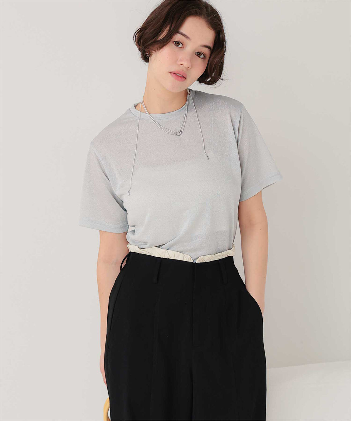 titivate「ハーフスリーブシアーカットソートップス」|Tシャツ・カットソー|