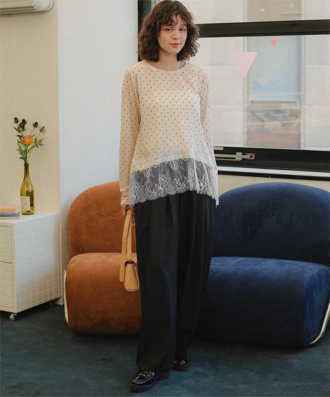 titivate「ヘムレースシアーベロアロングスリーブTシャツ」|Tシャツ・カットソー|