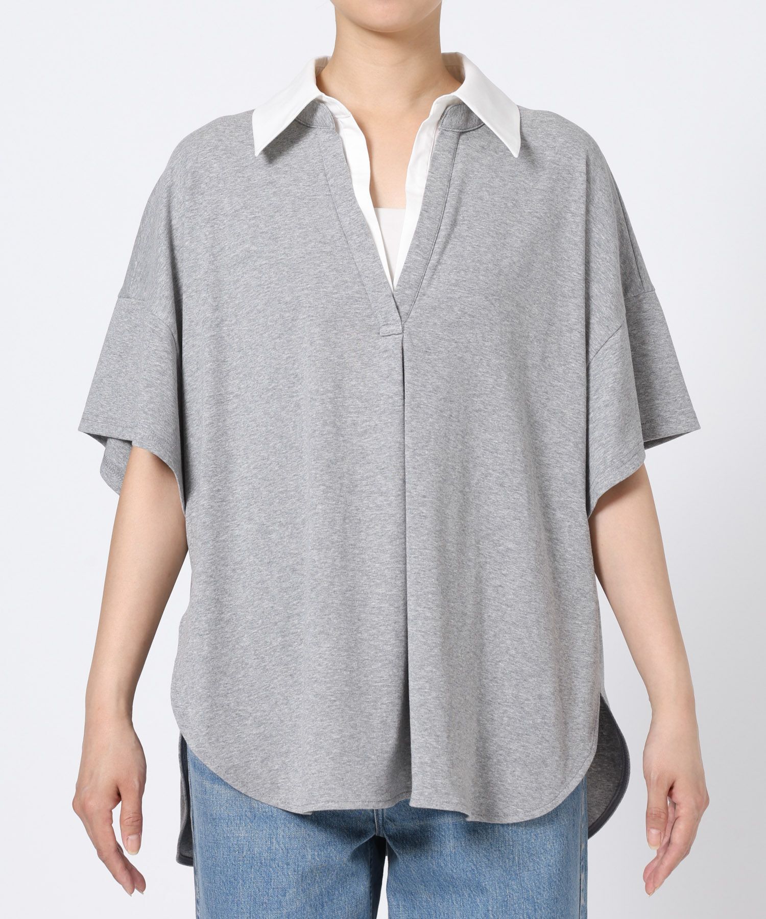 BABYLONE「シャツドッキングハーフスリーブプルオーバー」|Tシャツ・カットソー|