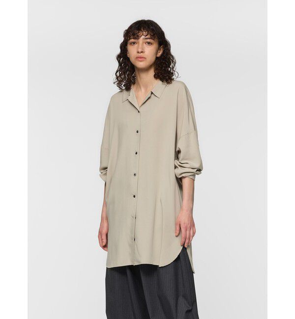 mizuiro ind「mizuiro ind T/Rバンドカラーロングシャツ」|シャツ・ブラウス|