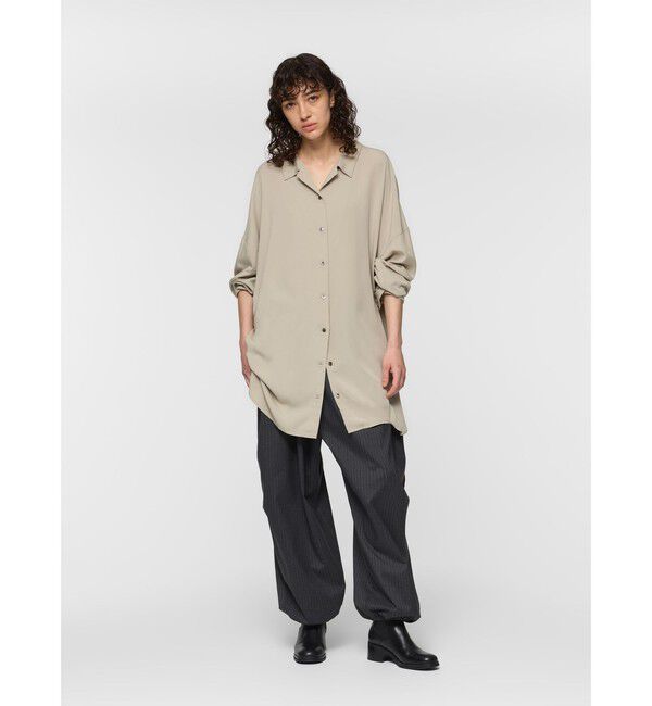 mizuiro ind「mizuiro ind T/Rバンドカラーロングシャツ」|シャツ・ブラウス|