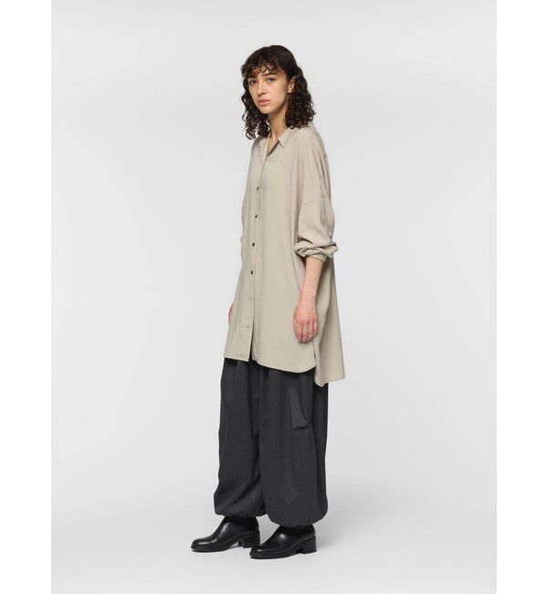mizuiro ind「mizuiro ind T/Rバンドカラーロングシャツ」|シャツ・ブラウス|