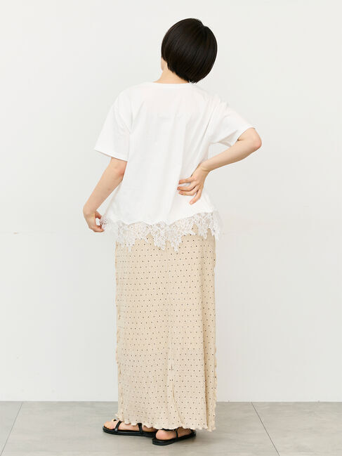 Samansa Mos2「【接触冷感】裾レースロゴTシャツ」|Tシャツ・カットソー|