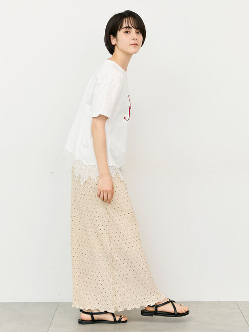 Samansa Mos2「【接触冷感】裾レースロゴTシャツ」|Tシャツ・カットソー|