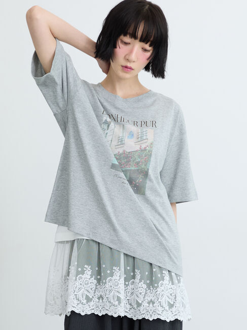 Samansa Mos2「【接触冷感】転写プリントTシャツ」|Tシャツ・カットソー|