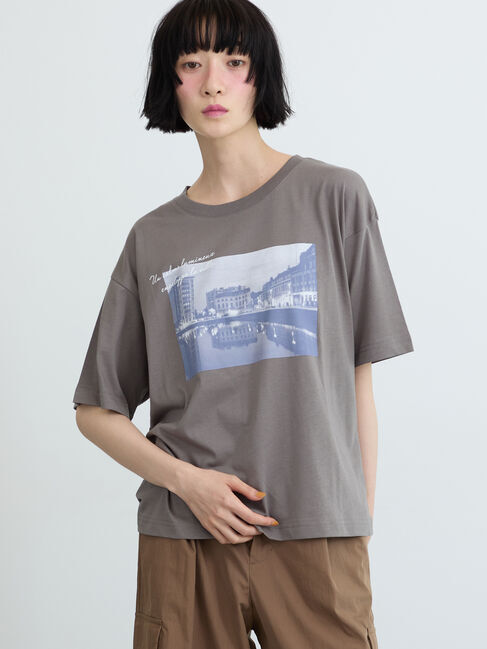 Samansa Mos2「【接触冷感】転写プリントTシャツ」|Tシャツ・カットソー|