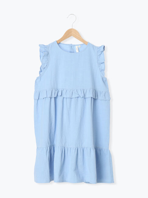 Samansa Mos2 Lagom「【140・150】肩フリルワンピース」|ワンピース|サックスブルー