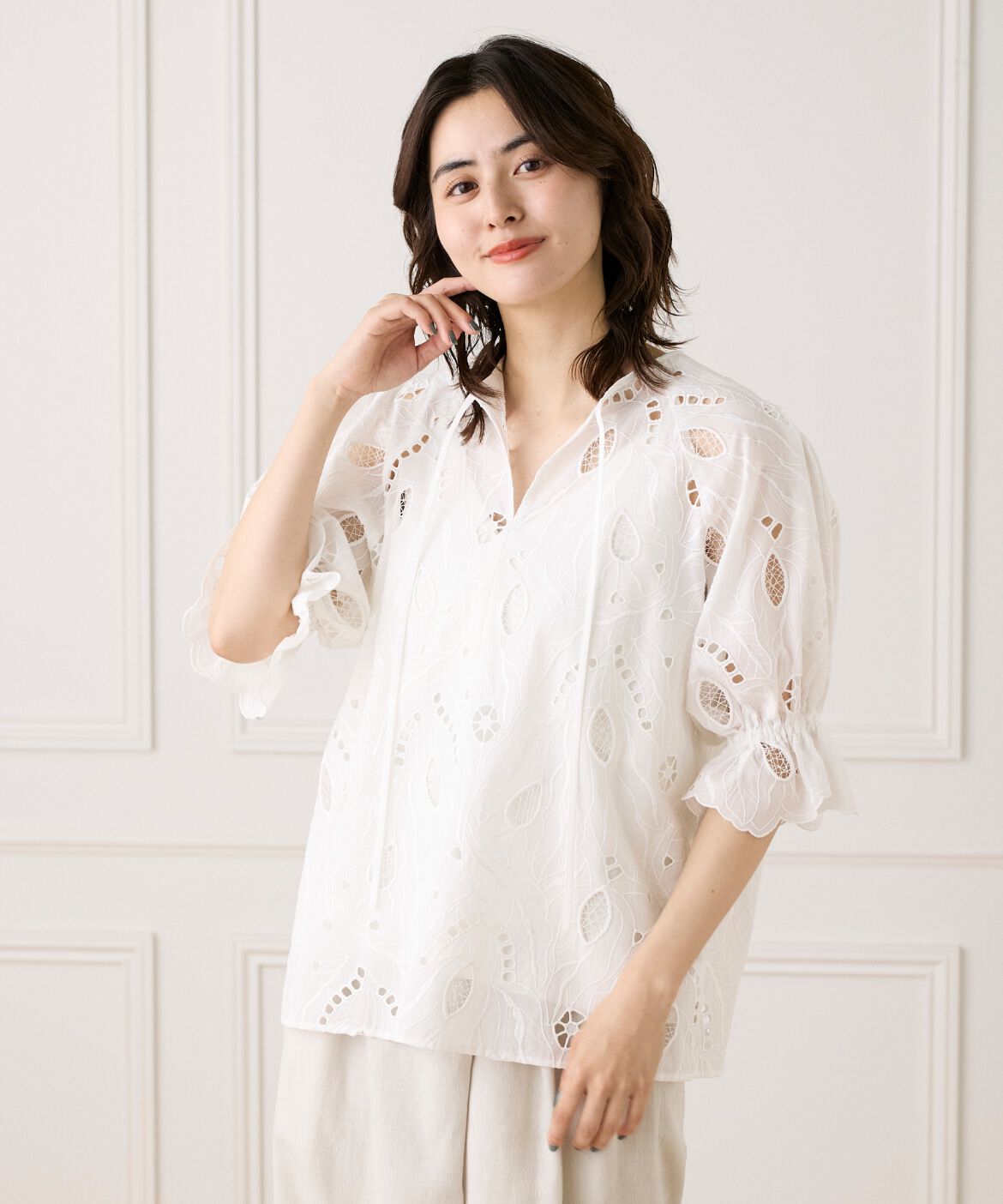 INED「《大きいサイズ》レースブラウス《la veille by SUPERIOR CLOSET》」|シャツ・ブラウス|
