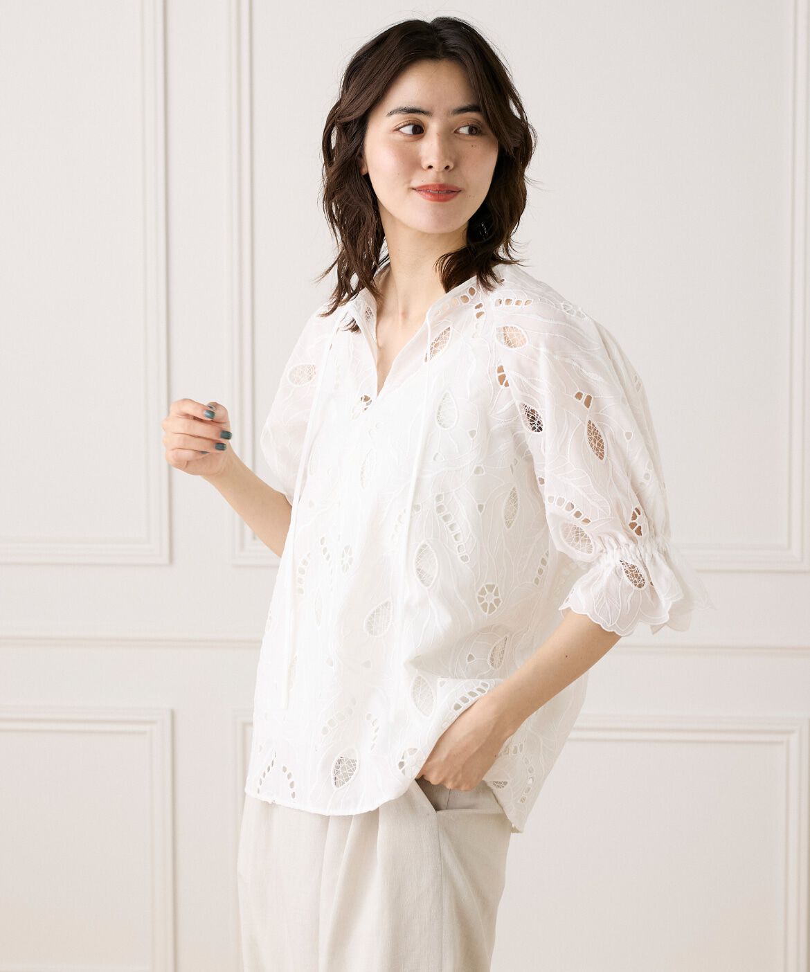 INED「《大きいサイズ》レースブラウス《la veille by SUPERIOR CLOSET》」|シャツ・ブラウス|