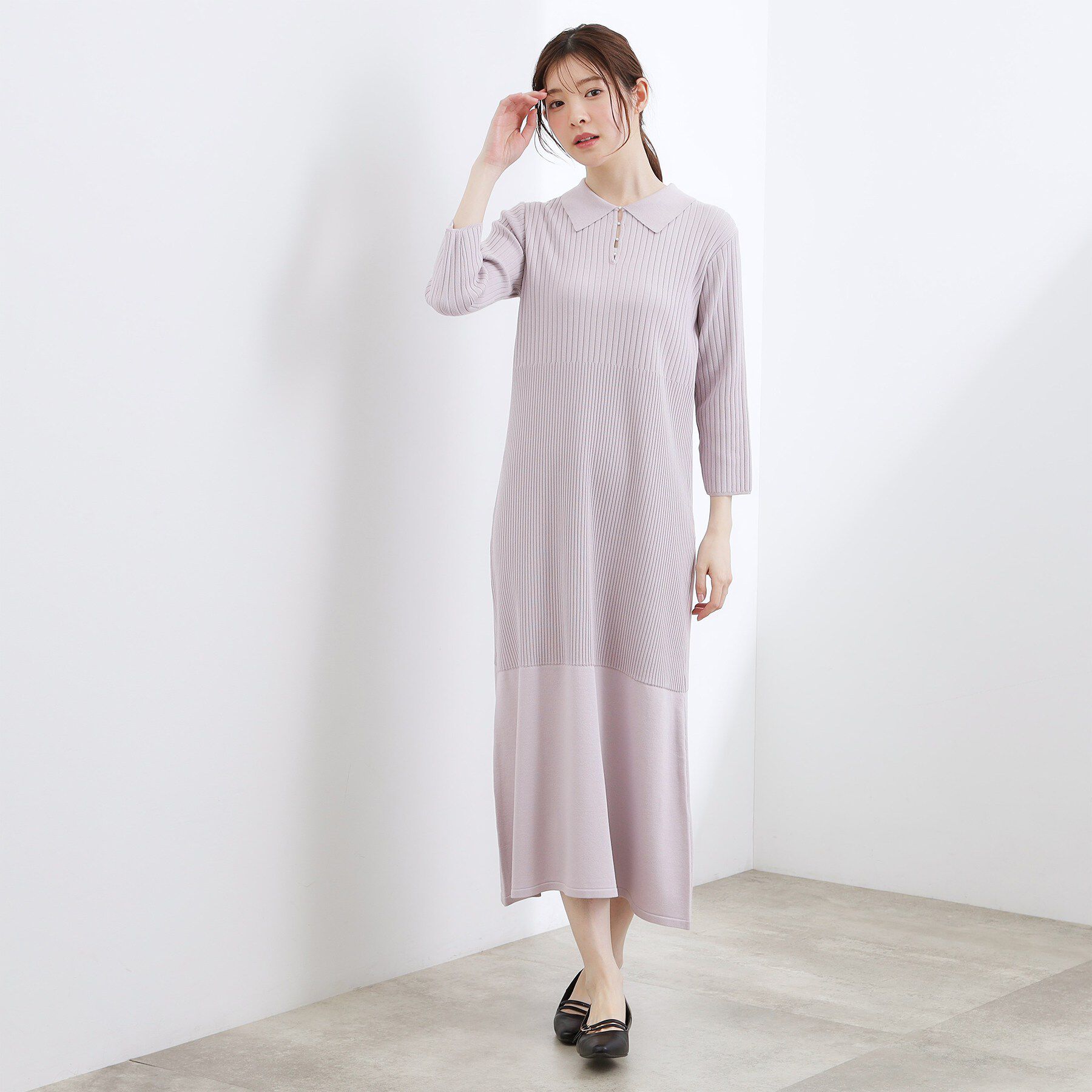 grove「高評価！【洗える】大人の上品ポロニットワンピース」|ワンピース|