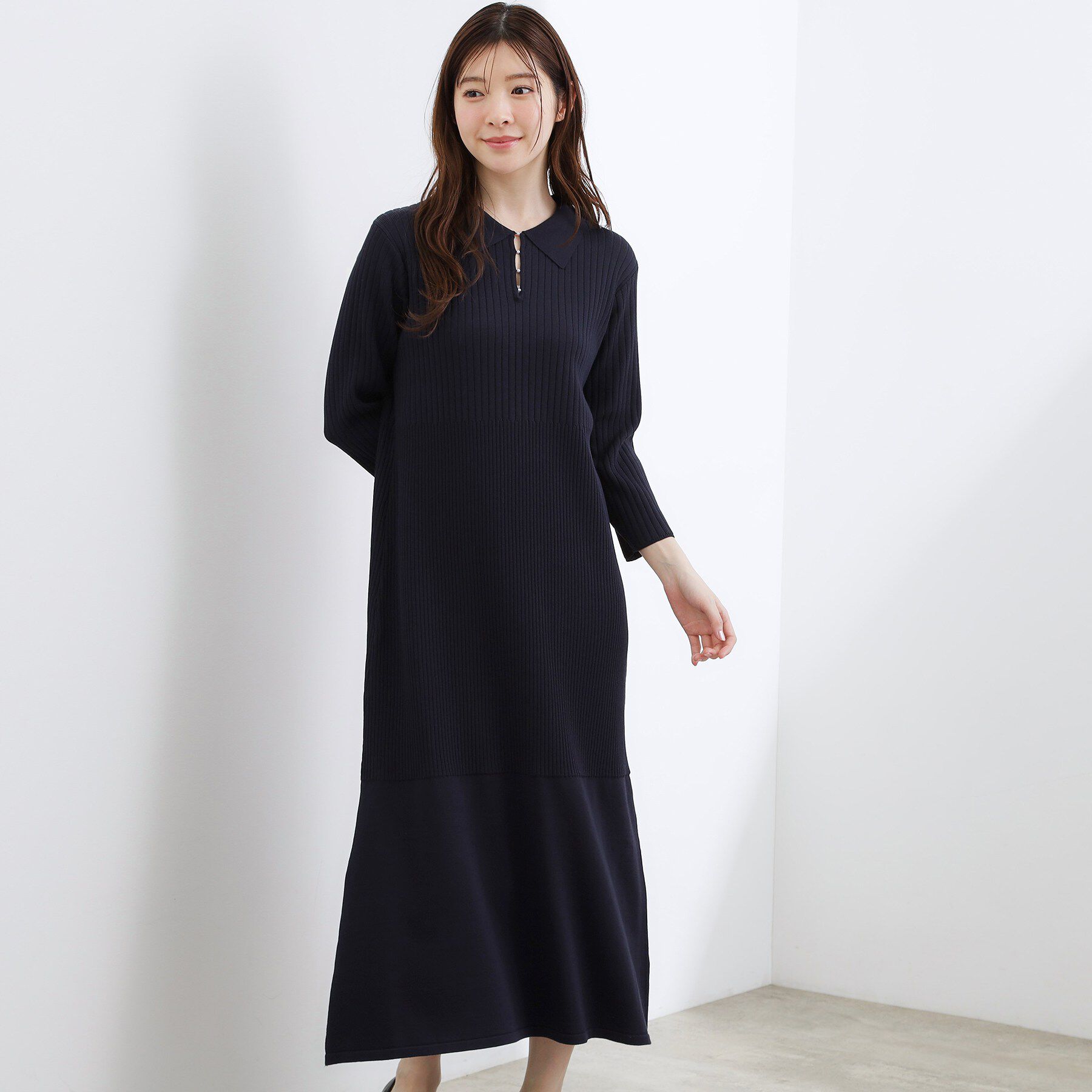 grove「高評価！【洗える】大人の上品ポロニットワンピース」|ワンピース|
