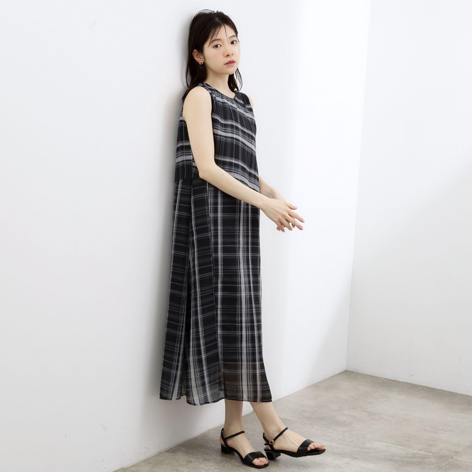 grove「【洗える・体型カバー】アートチェックワンピース」|ワンピース|