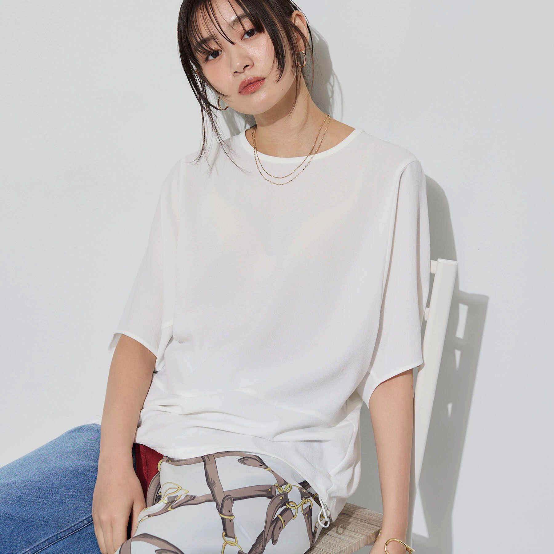 INDIVI「【洗える／2WAY／裾ドロスト付き】 ドルマンスリーブチュニックトップス」|Tシャツ・カットソー|
