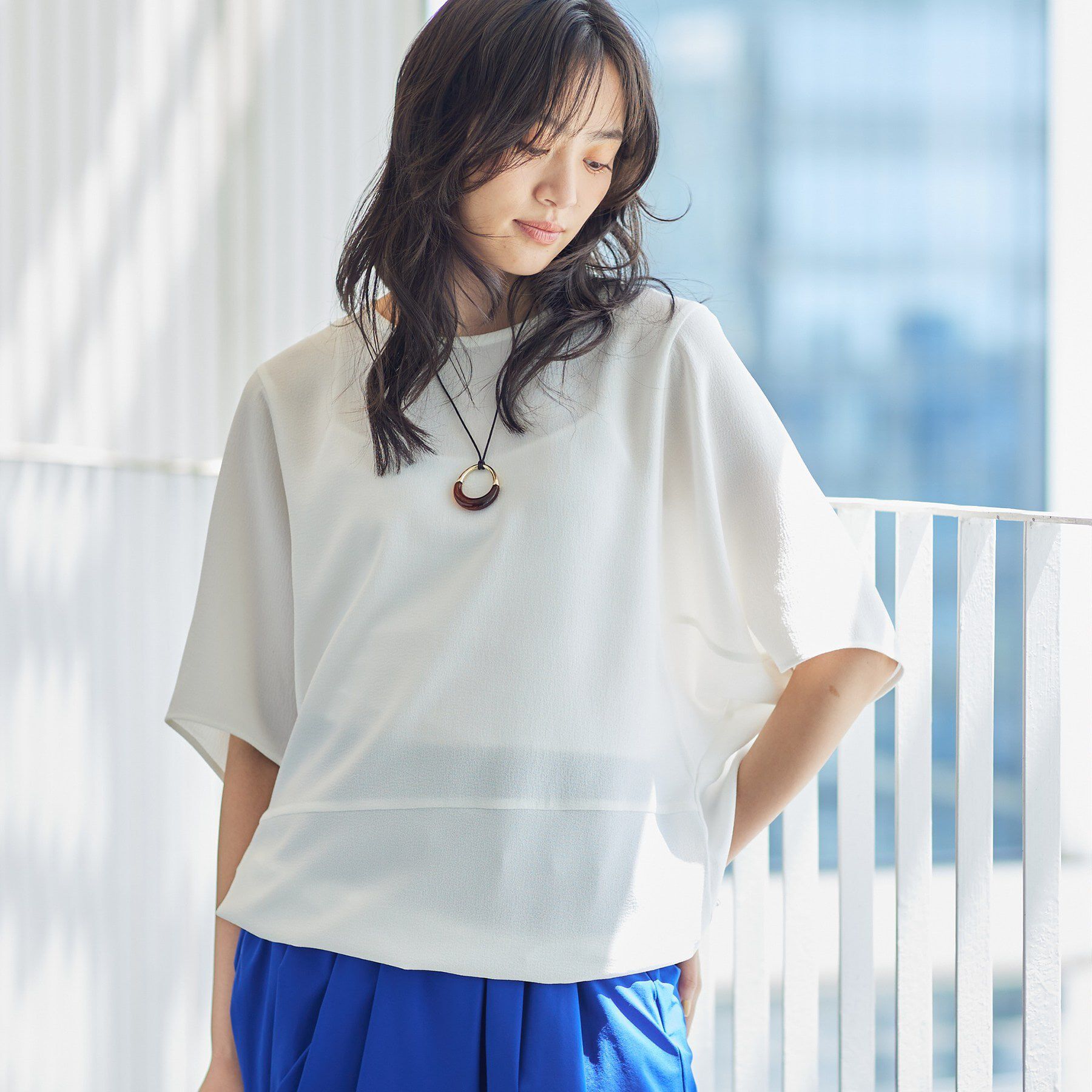 INDIVI「【洗える／2WAY／裾ドロスト付き】 ドルマンスリーブチュニックトップス」|Tシャツ・カットソー|