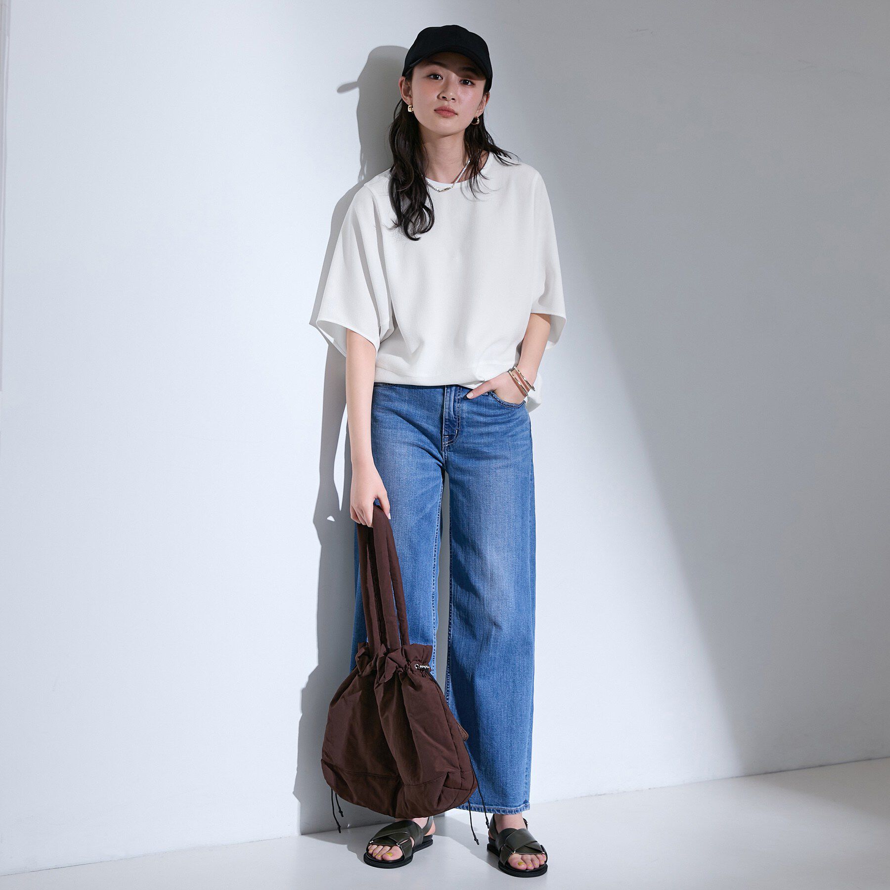 INDIVI「【洗える／2WAY／裾ドロスト付き】 ドルマンスリーブチュニックトップス」|Tシャツ・カットソー|