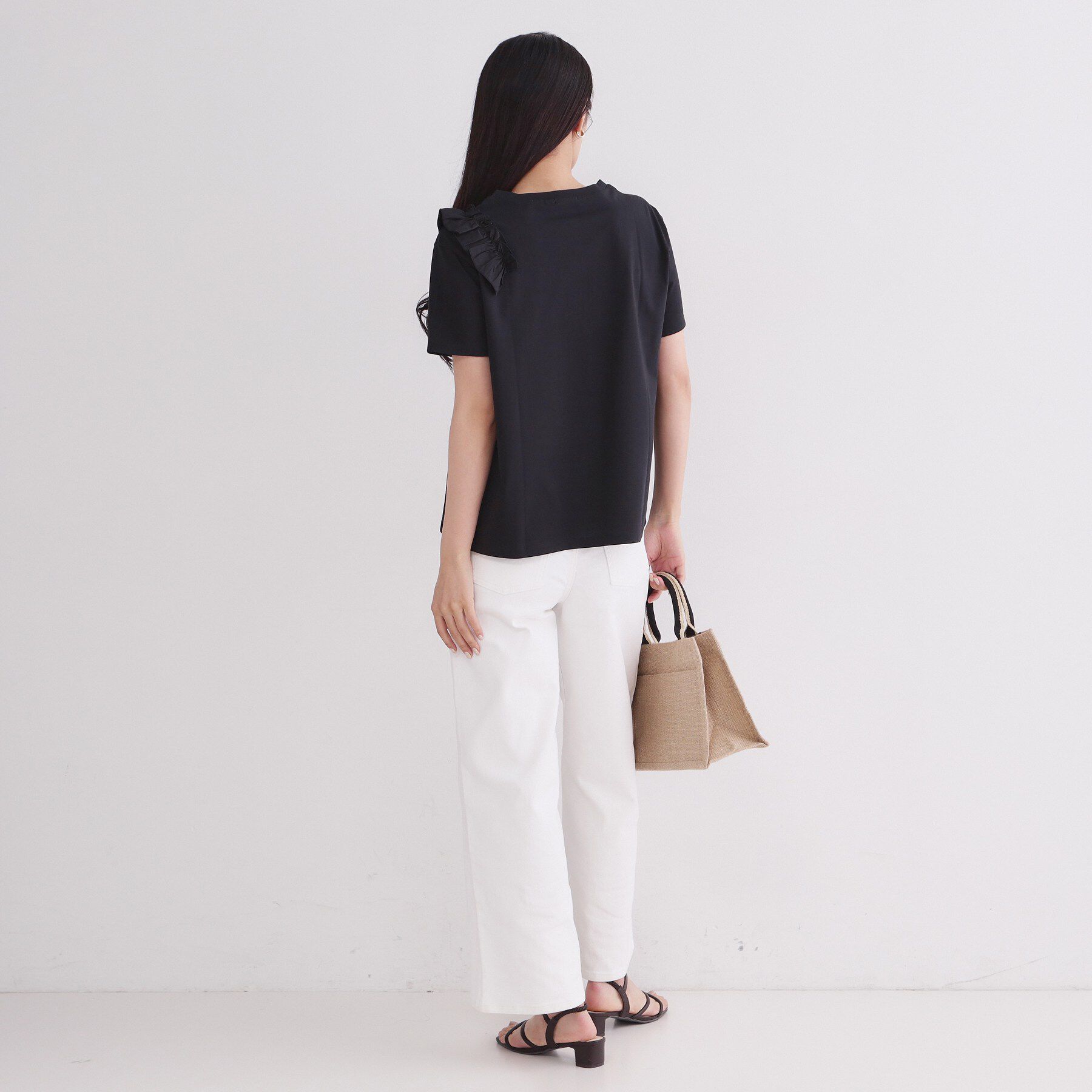 OPAQUE.CLIP「【UV／接触冷感】フリルショルダーカットソー《洗濯機OK》」|Tシャツ・カットソー|