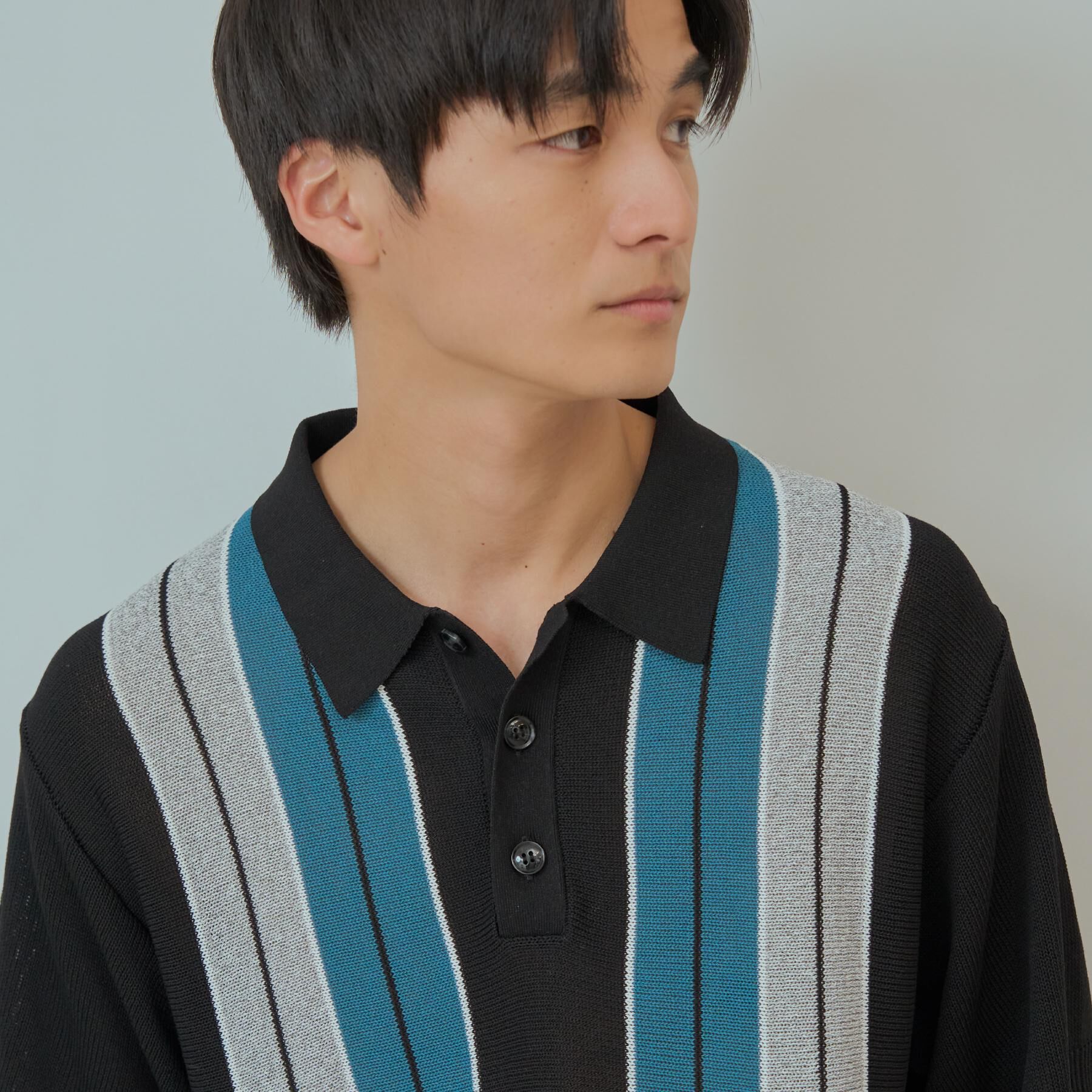 THE SHOP TK「マルチストライプ ニットポロシャツ」|ポロシャツ|