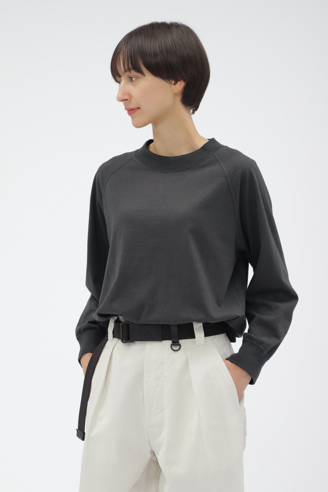 MHL.「UPCYCLING COTTON JERSEY」|Tシャツ・カットソー|CHARCOAL3