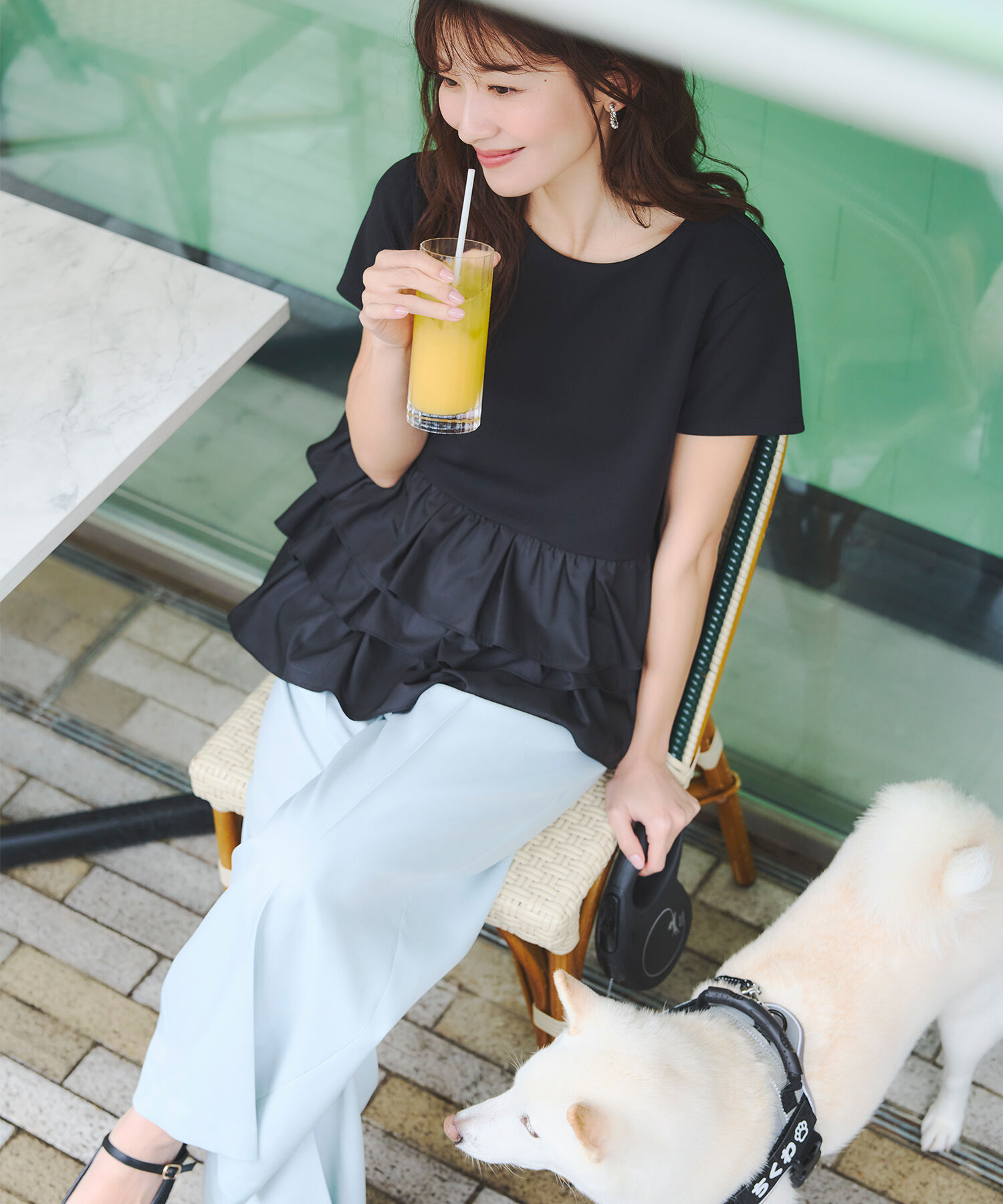  「〈山本里菜さんコラボ〉ドッキングペプラムカットソー」|Tシャツ・カットソー|ブラック
