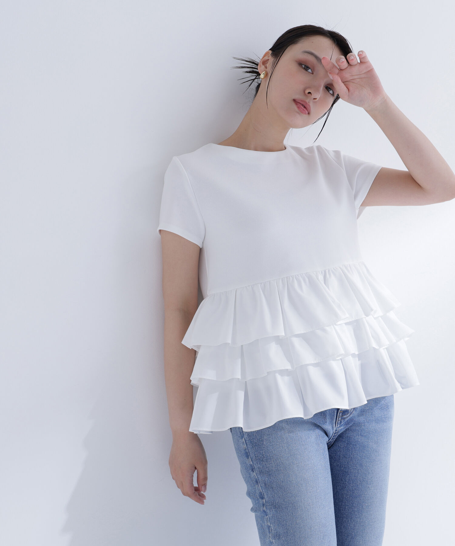  「〈山本里菜さんコラボ〉ドッキングペプラムカットソー」|Tシャツ・カットソー|