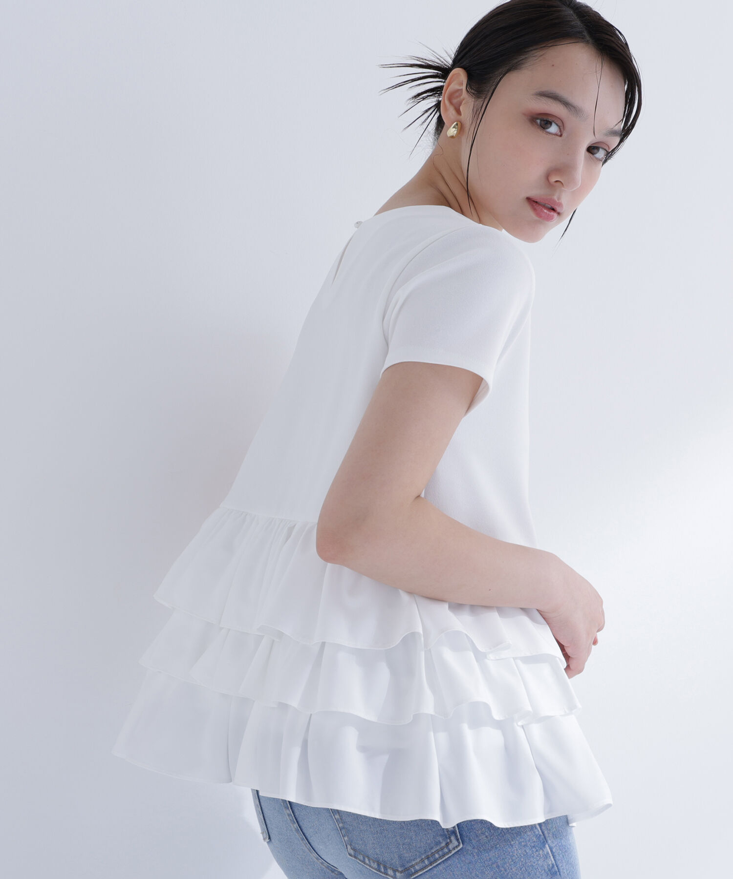  「〈山本里菜さんコラボ〉ドッキングペプラムカットソー」|Tシャツ・カットソー|