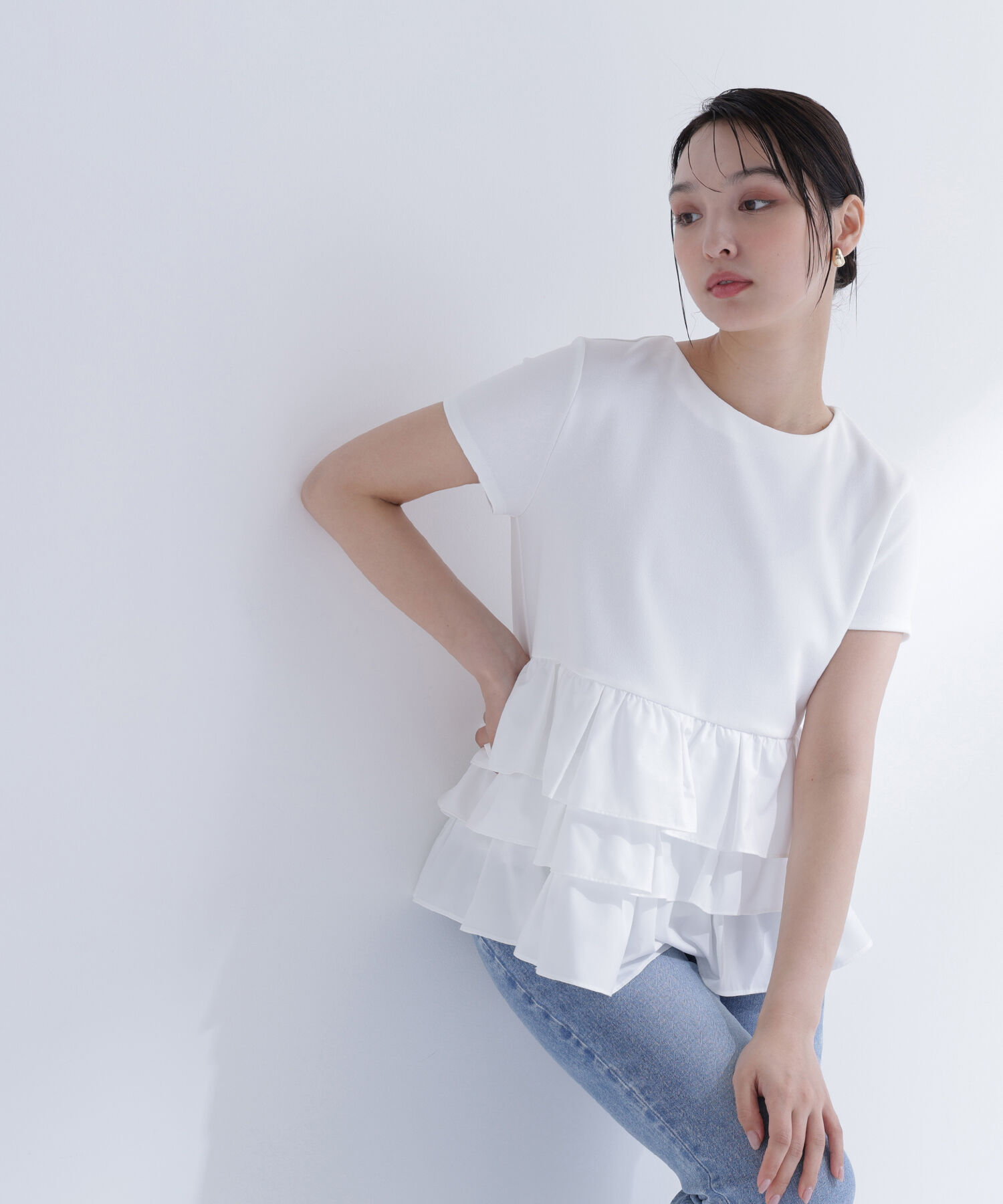  「〈山本里菜さんコラボ〉ドッキングペプラムカットソー」|Tシャツ・カットソー|