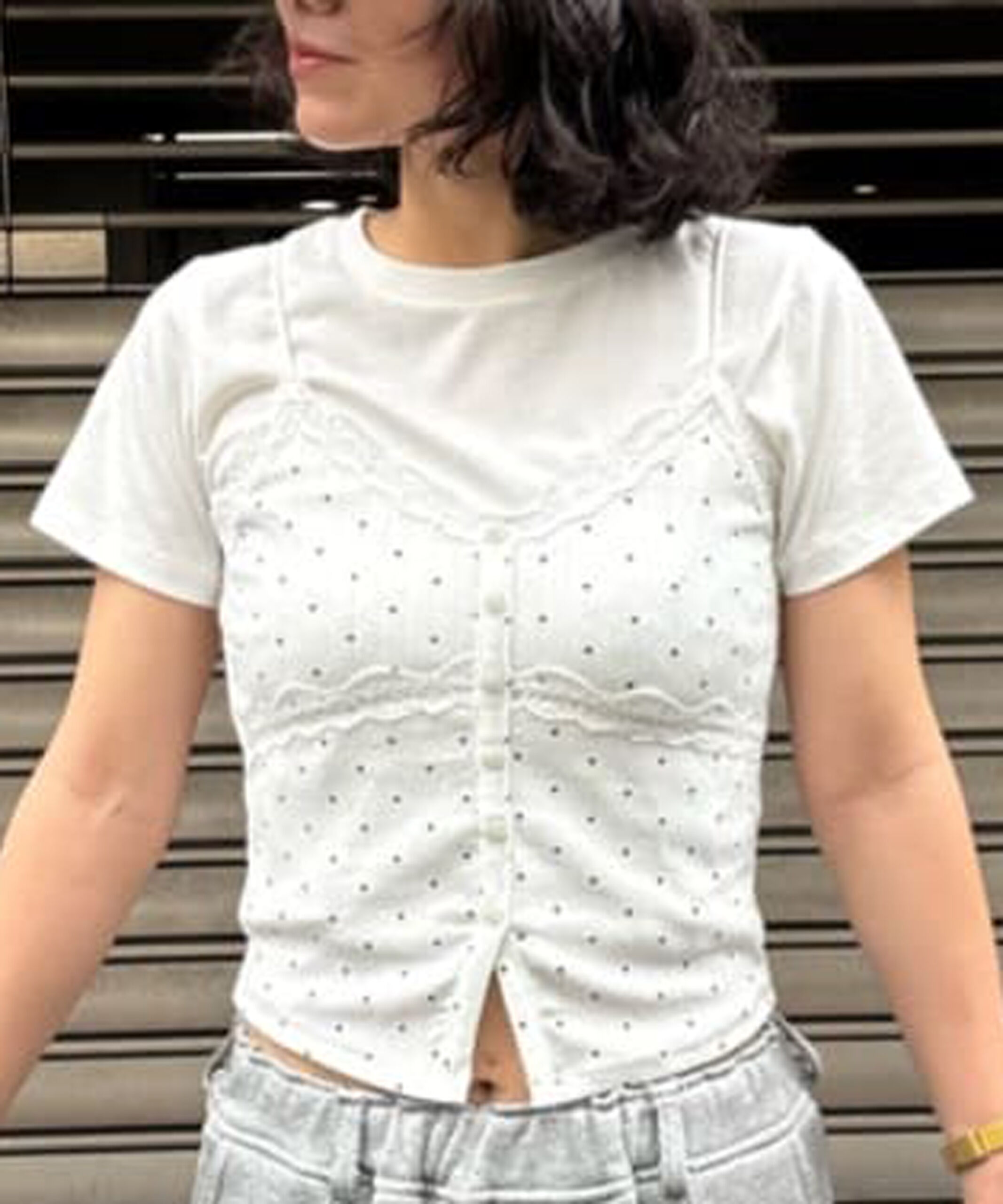  「アイレットレースキャミソール」|Tシャツ・カットソー|
