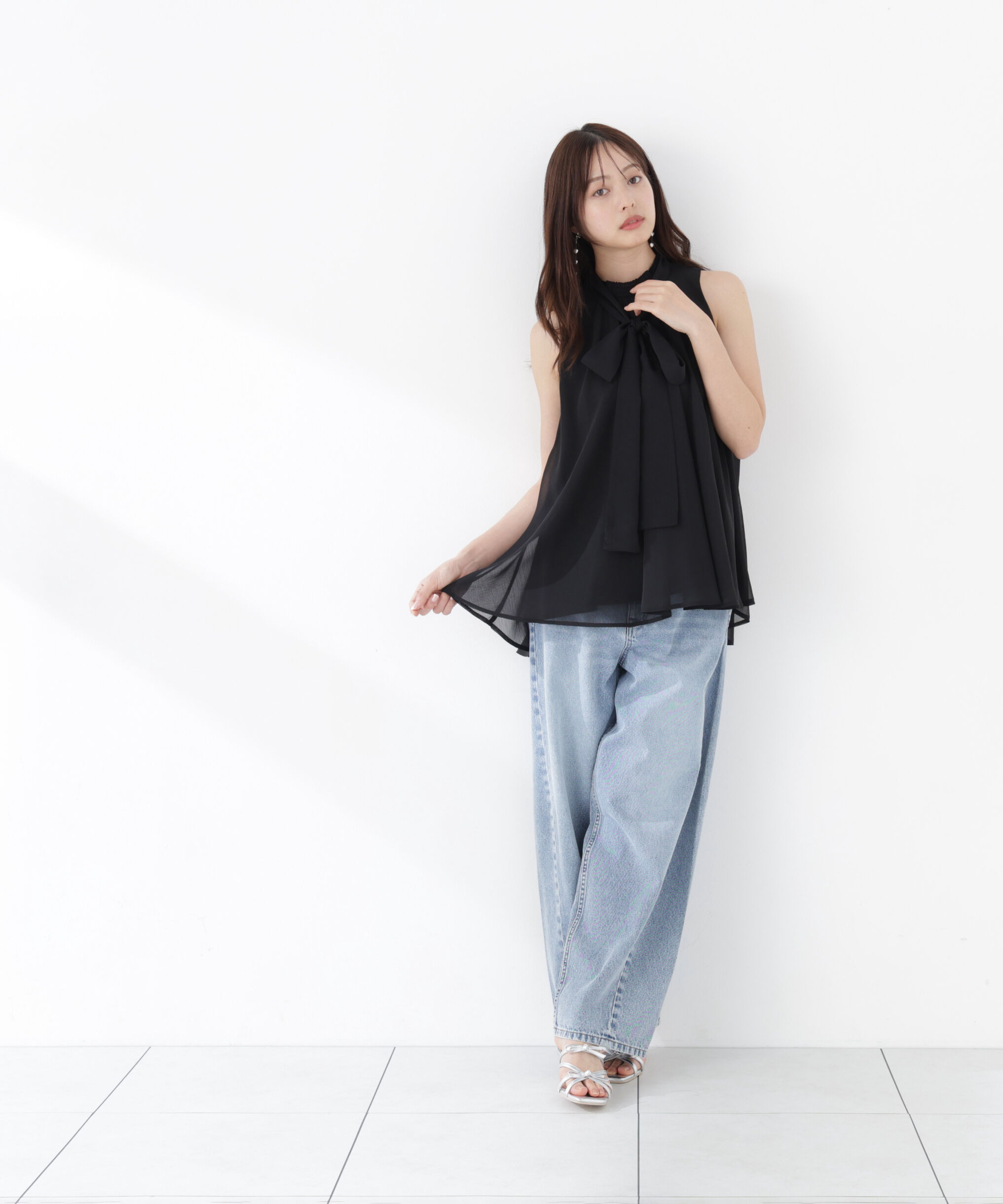 PROPORTION BODY DRESSING「リボン付きギャザーブラウス」|シャツ・ブラウス|
