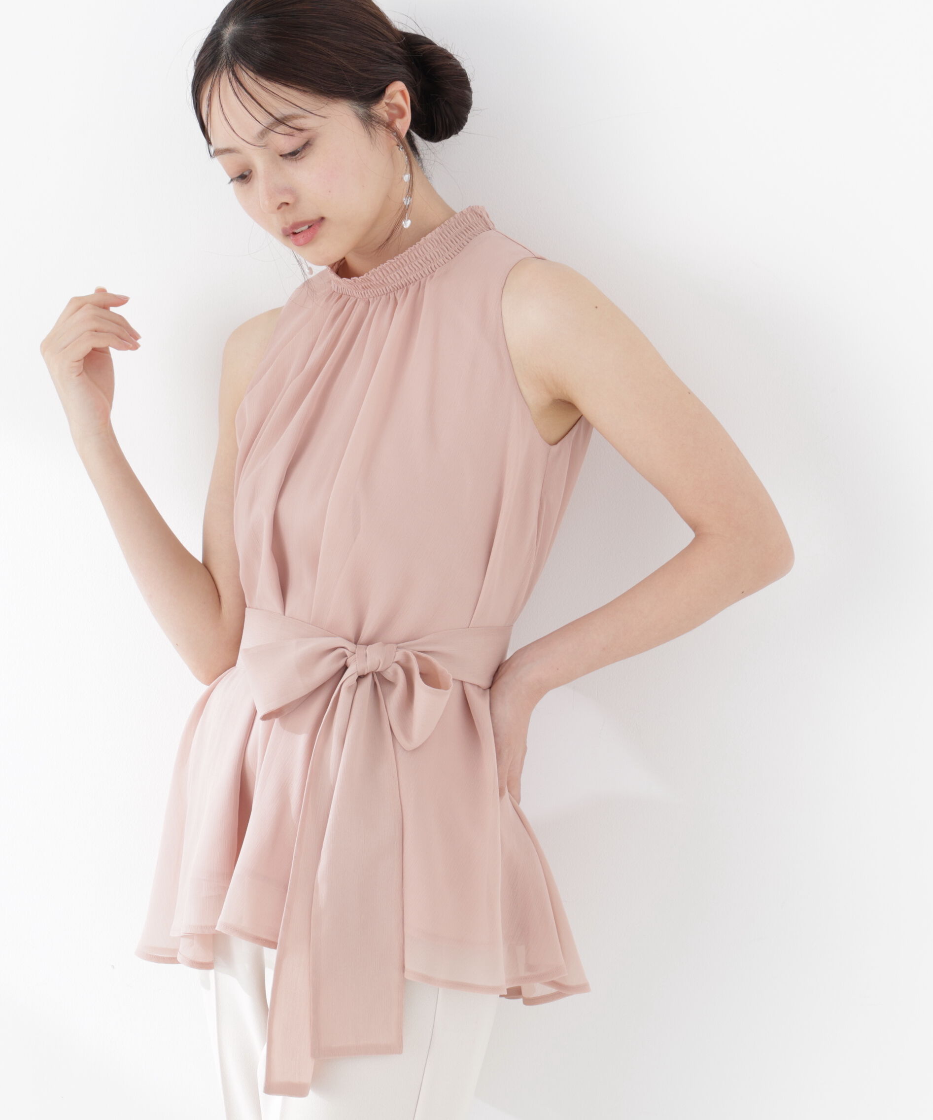 PROPORTION BODY DRESSING「リボン付きギャザーブラウス」|シャツ・ブラウス|