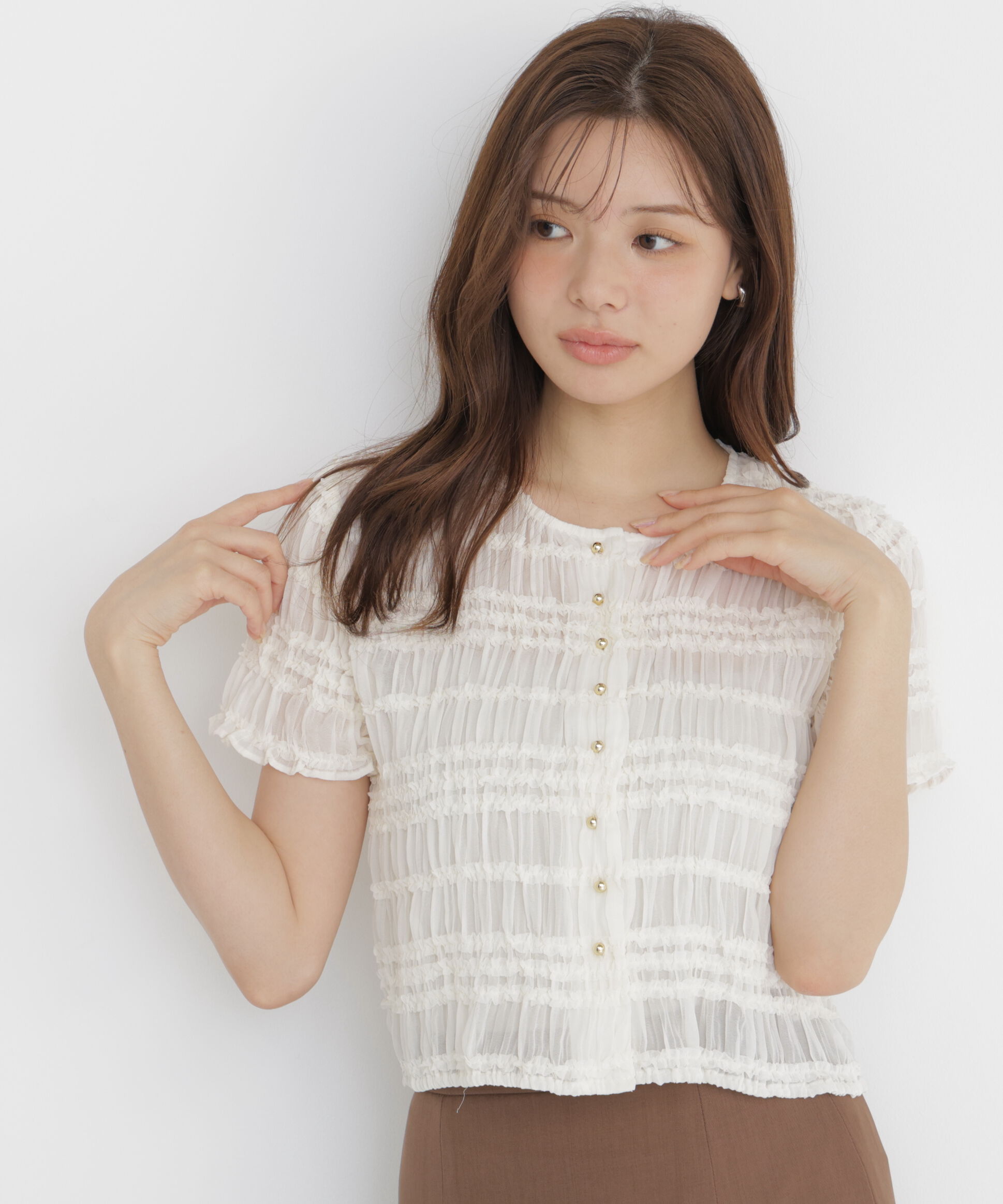 PROPORTION BODY DRESSING「＜a/mie＞フリルシャーリングブラウス」|シャツ・ブラウス|