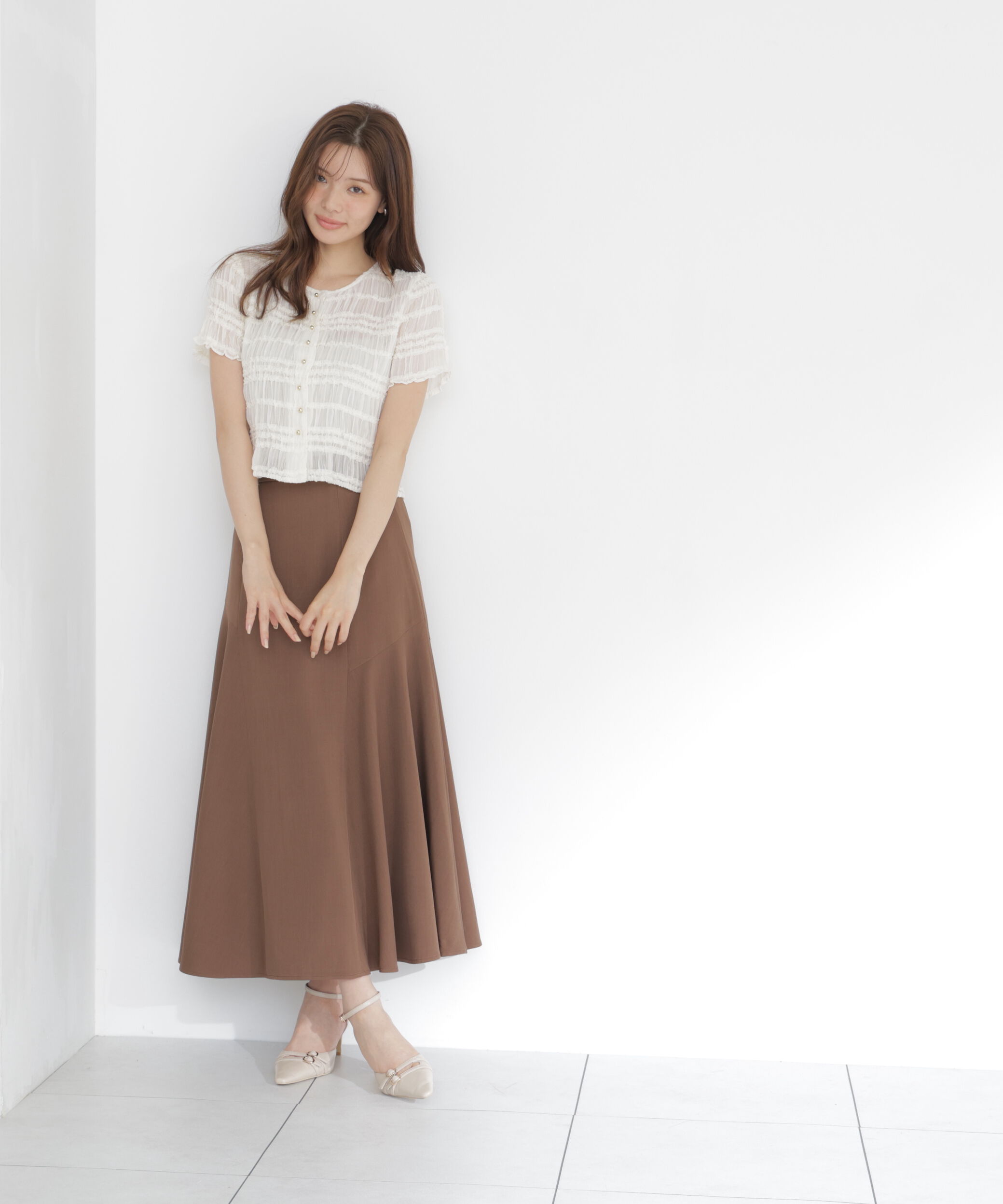 PROPORTION BODY DRESSING「＜a/mie＞フリルシャーリングブラウス」|シャツ・ブラウス|