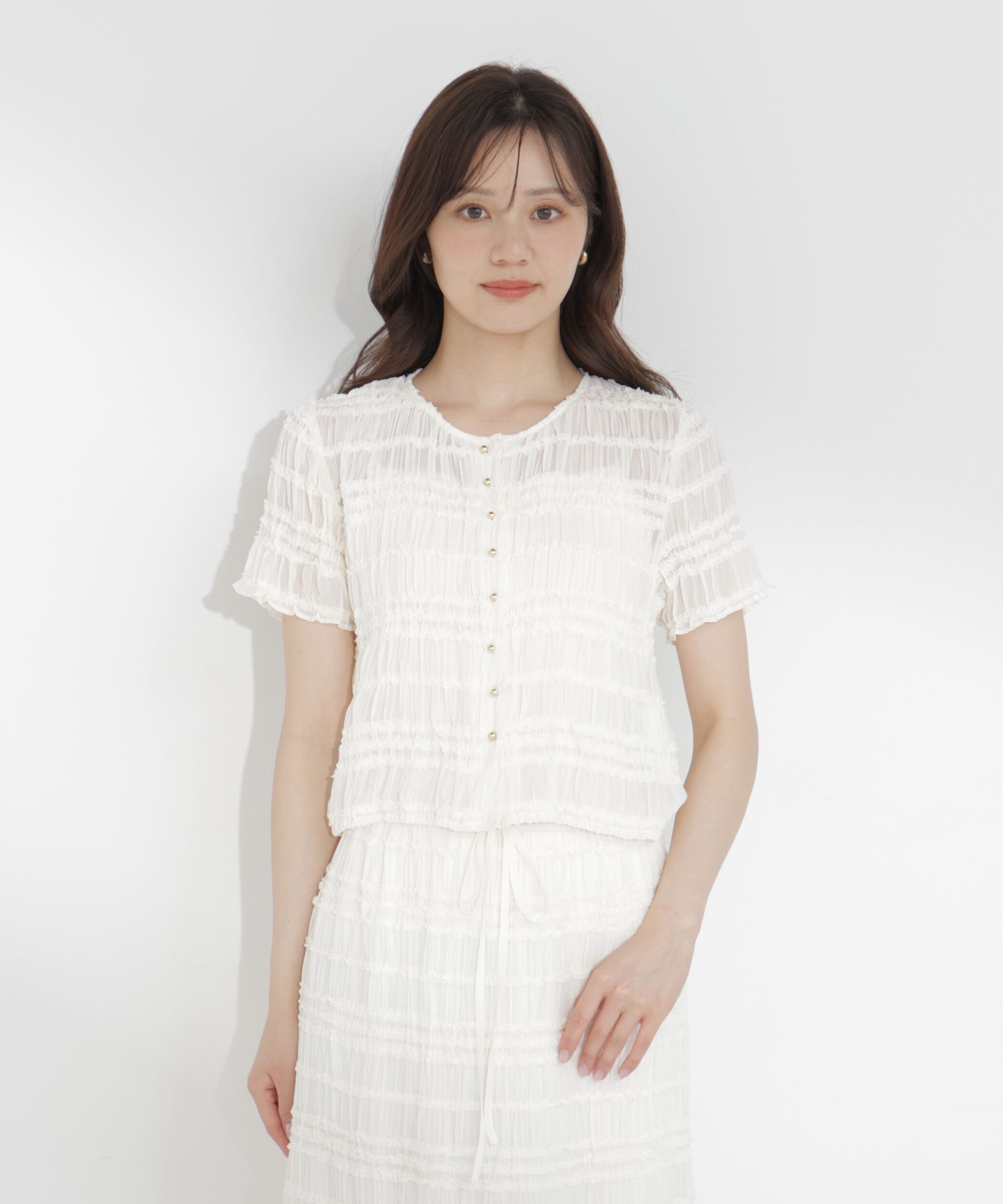 PROPORTION BODY DRESSING「＜a/mie＞フリルシャーリングブラウス」|シャツ・ブラウス|