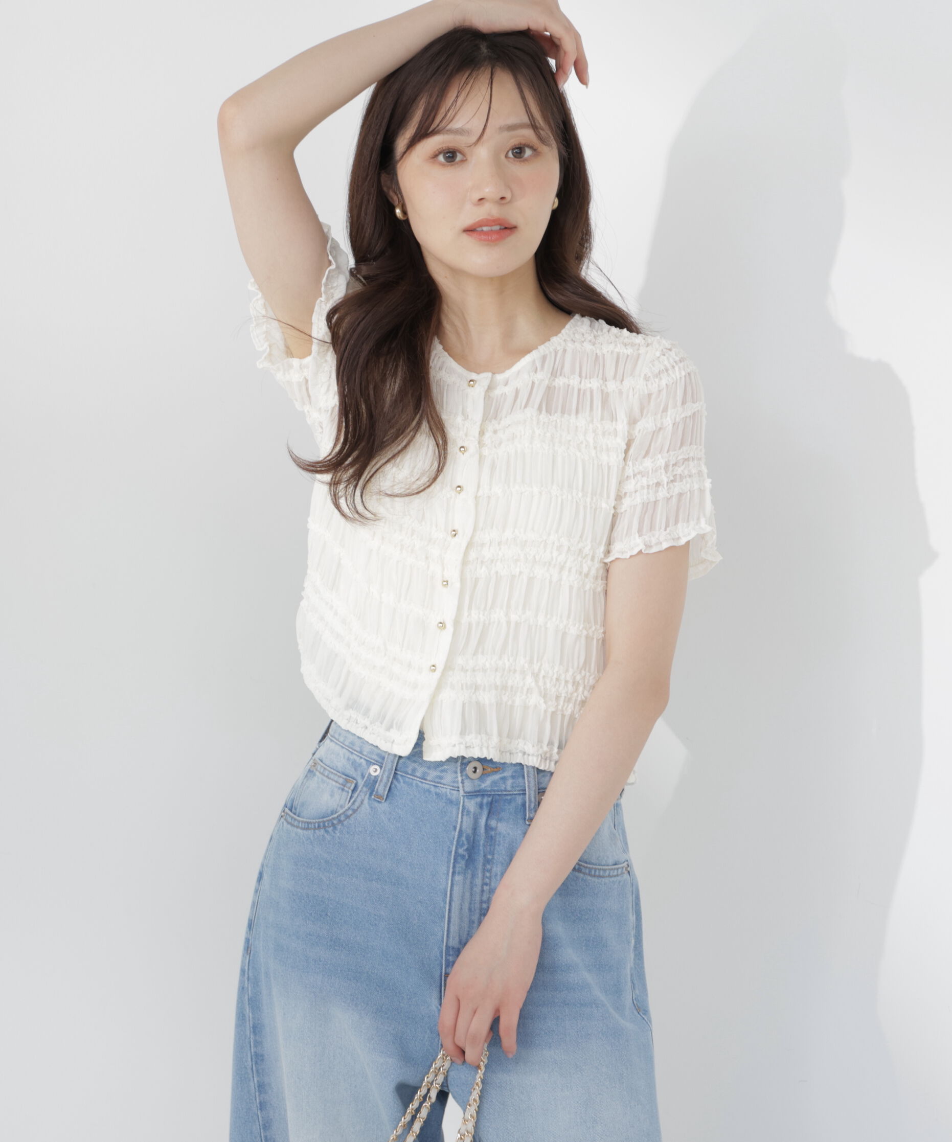 PROPORTION BODY DRESSING「＜a/mie＞フリルシャーリングブラウス」|シャツ・ブラウス|