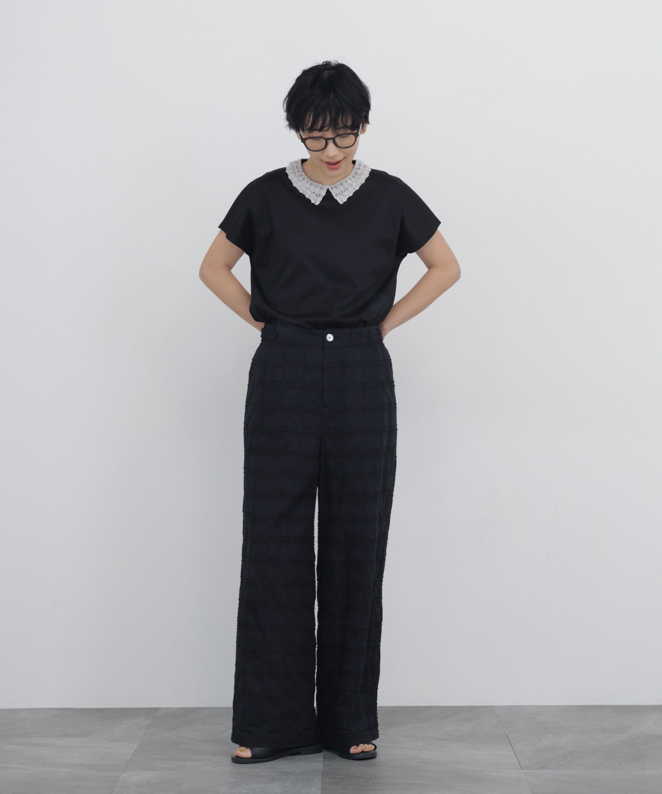  「《大人気追加生産》レース衿スムースＴシャツ」|Tシャツ・カットソー|
