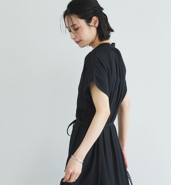 Doux archives「ウォッシャブルリネンライクバンドカラーシャツワンピース」|ワンピース|