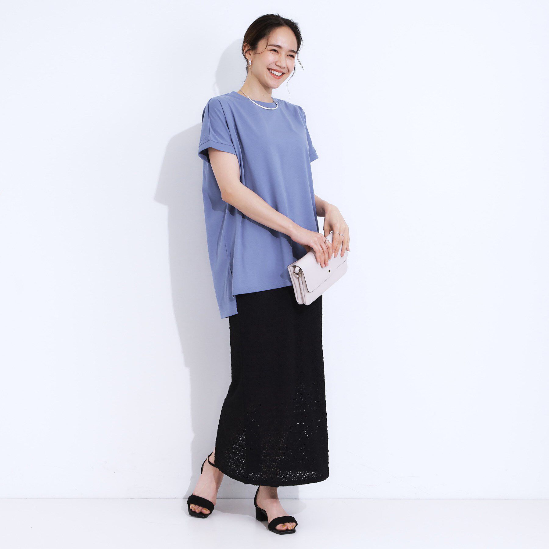 SHOO･LA･RUE「【洗える/S-LL/ひんやり/UV】汗をかいても気になりにくい スリットトップス」|Tシャツ・カットソー|