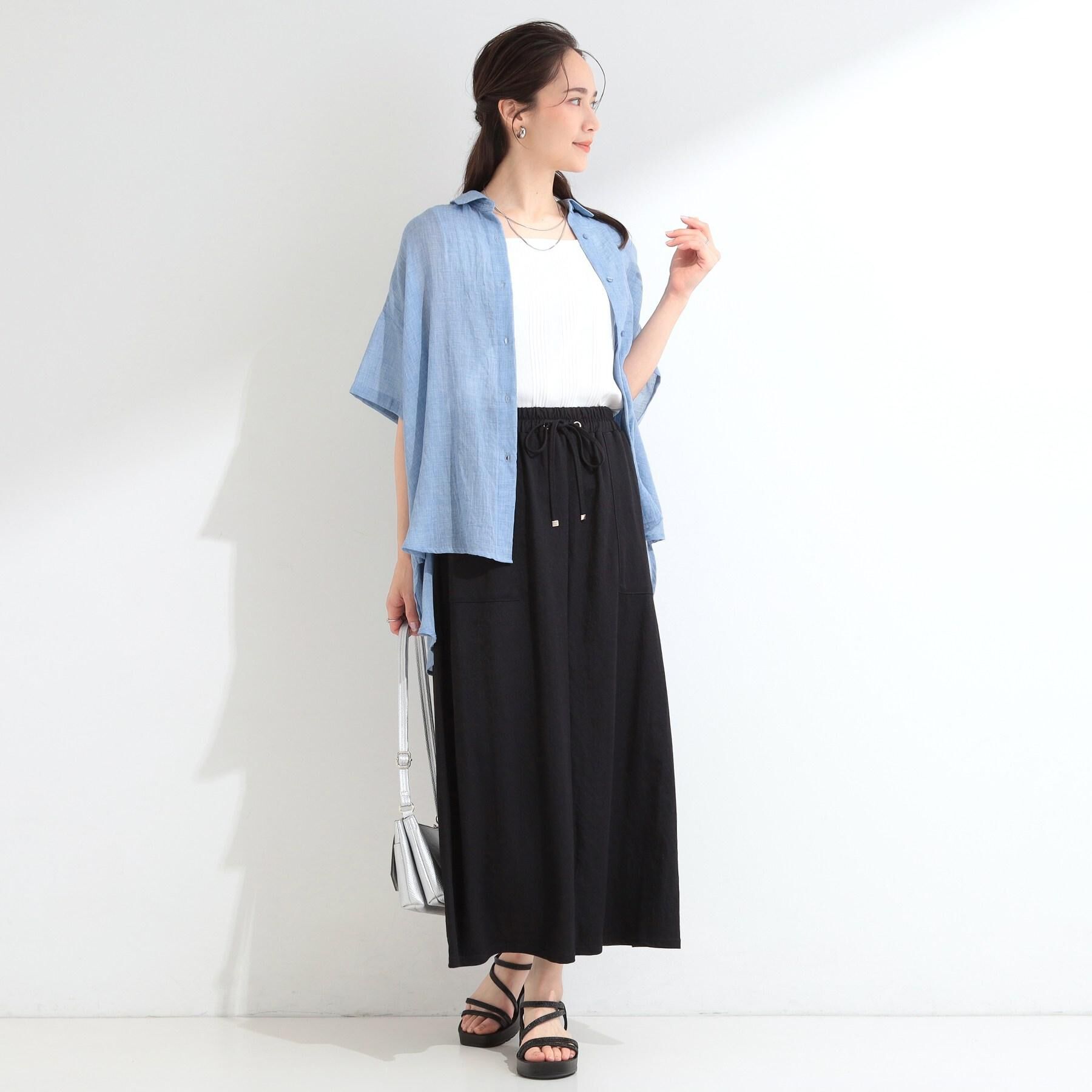 SHOO･LA･RUE「ヒップがすっぽり隠れる やわらか5分袖シアーシャツ」|シャツ・ブラウス|