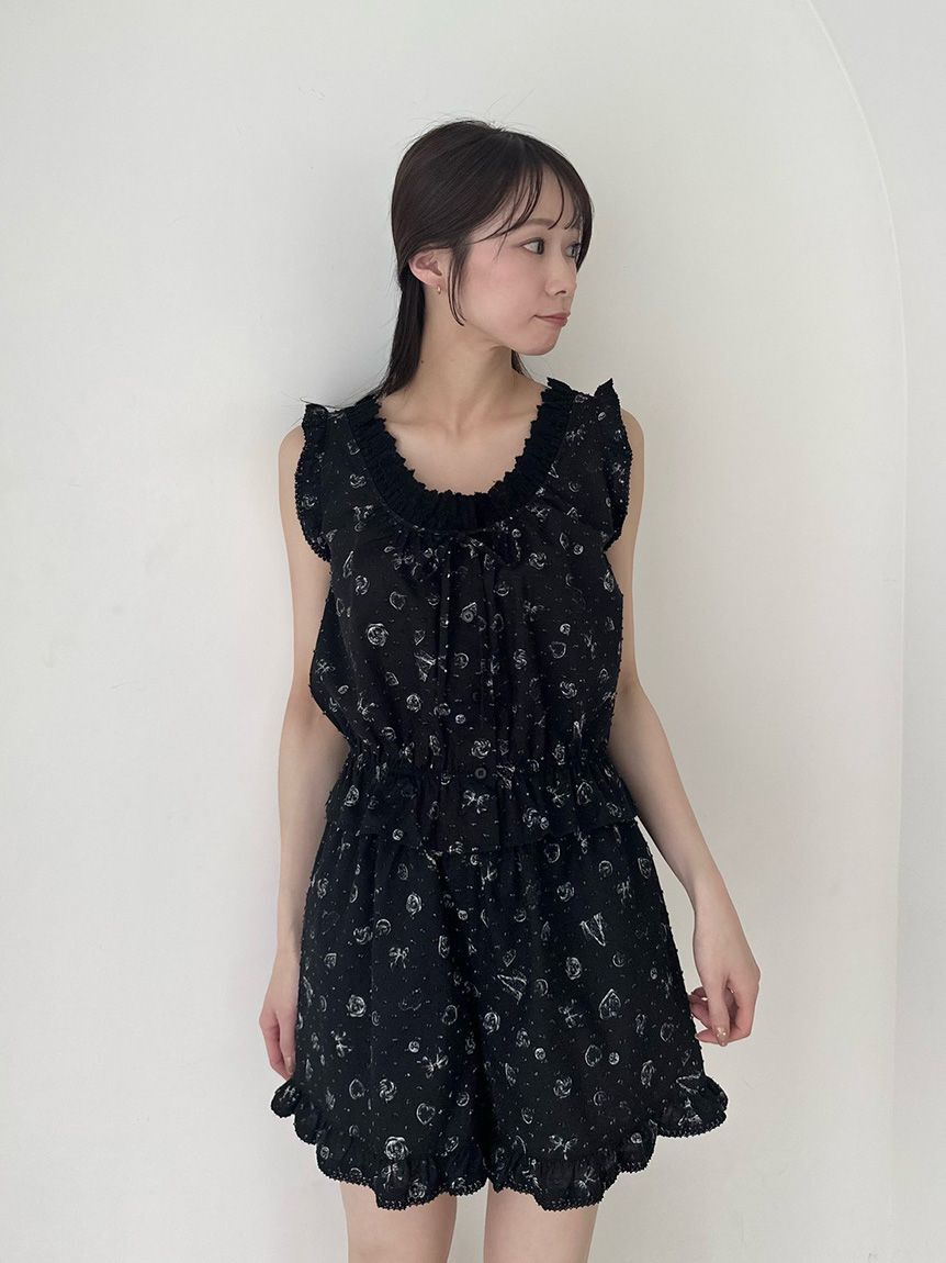 SNIDEL HOME「コットンフリルセットアップ」|ルームウェア|BLK
