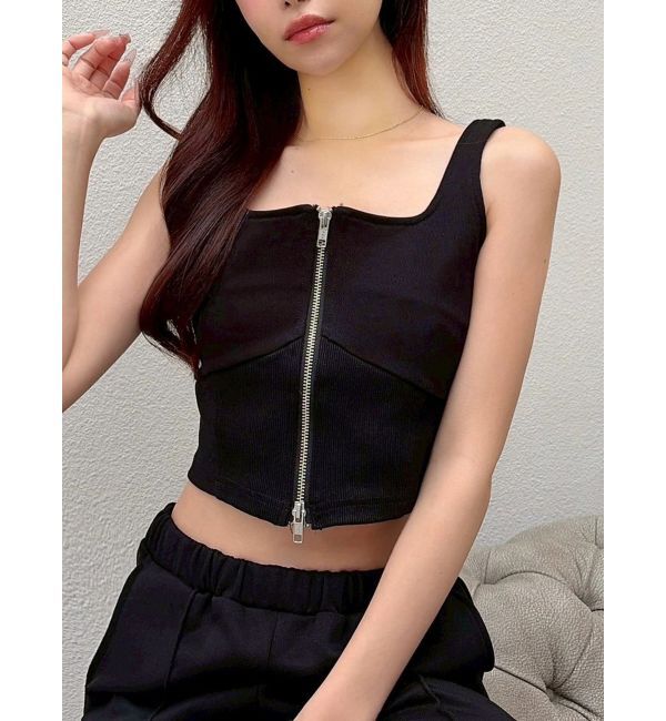 RESEXXY「コルセットデザインカットトップス【セットアップ着用可能】」|Tシャツ・カットソー|ブラック