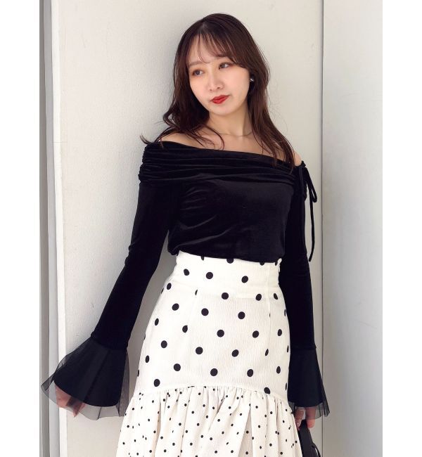 dazzlin「シアーベロアオフショルトップス」|Tシャツ・カットソー|ブラック